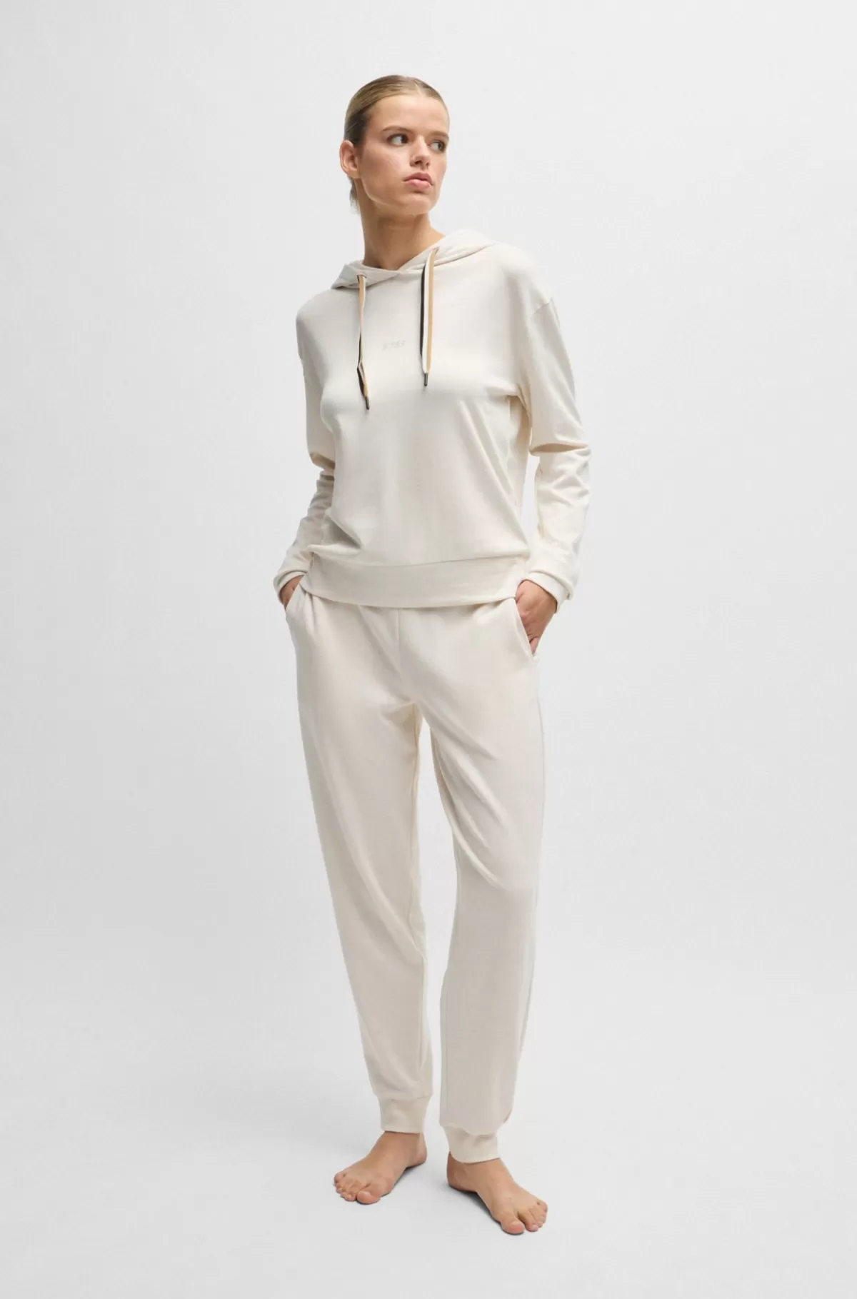HUGO BOSS Tracksuit-bukser Med Tætsiddende Kant Og Løbesnor Med Signaturstribe Naturlig Best Sale