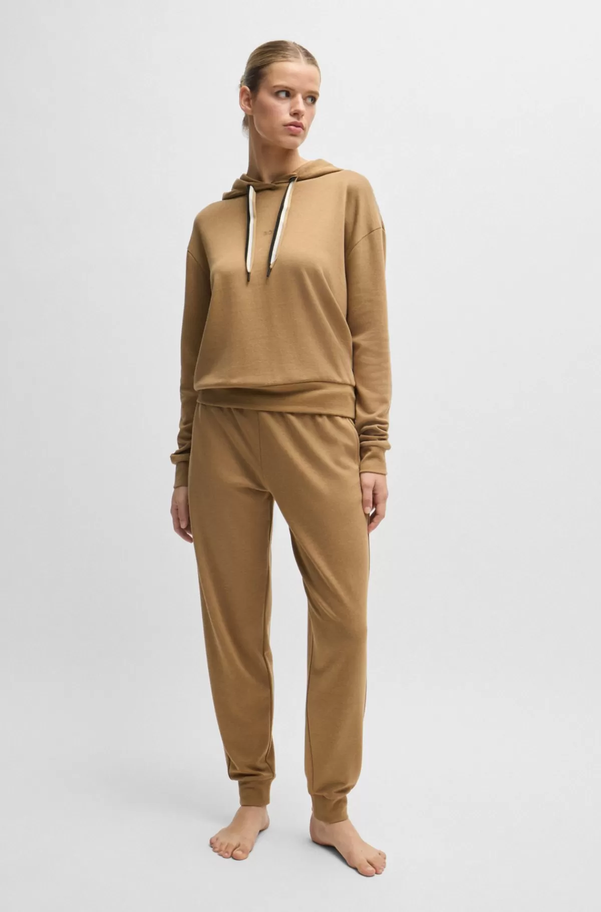 HUGO BOSS Tracksuit-bukser Med Tætsiddende Kant Og Løbesnor Med Signaturstribe Lysebrun Best Sale