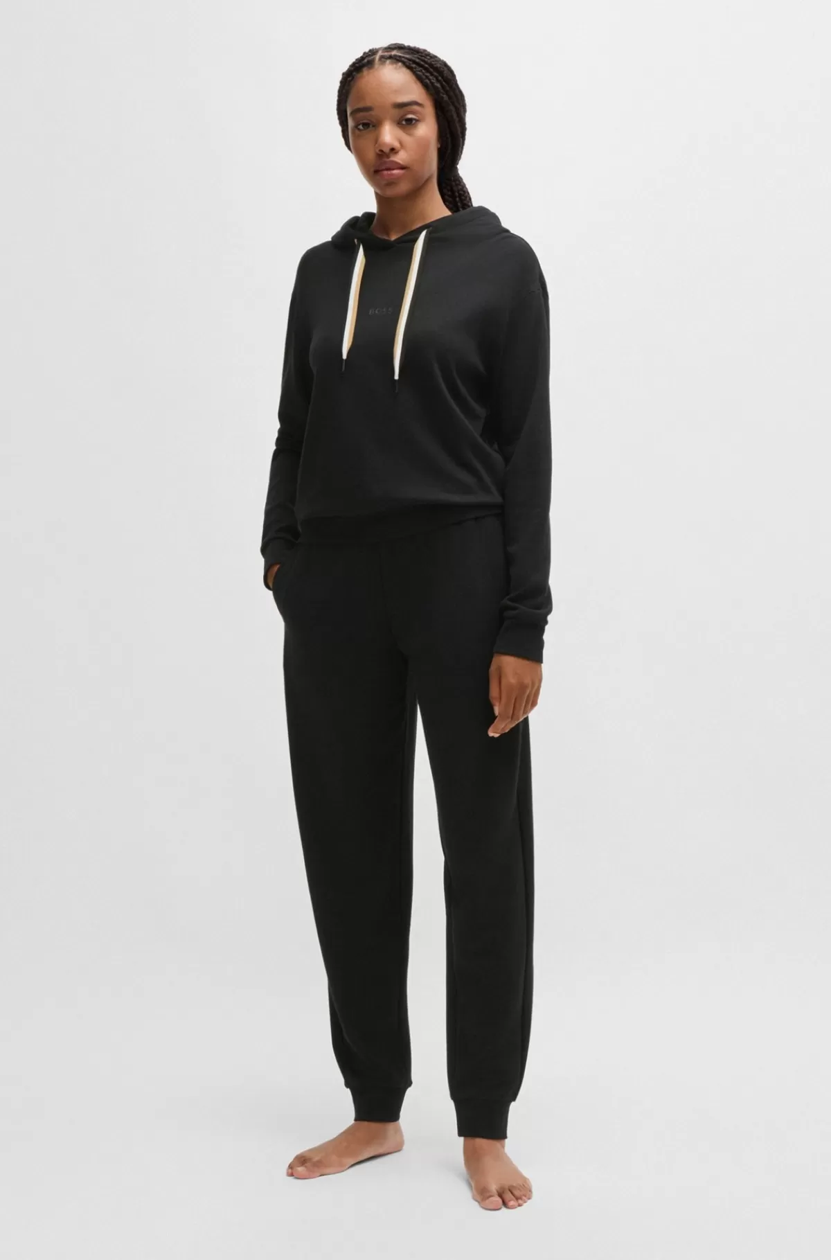 HUGO BOSS Tracksuit-bukser Med Tætsiddende Kant Og Løbesnor Med Signaturstribe Sort Store