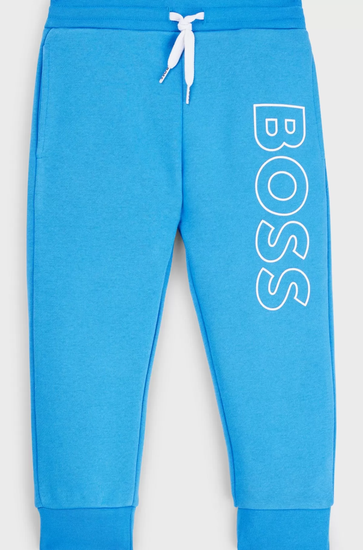 HUGO BOSS Tracksuit-bukser Til Børn I Bomuldsblanding Med Lodret Logo Blå Clearance