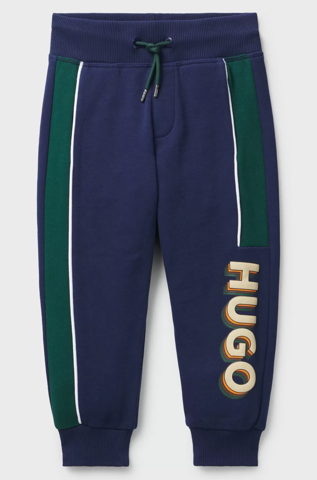 HUGO BOSS Tracksuit-bukser Til Børn I Bomuldsblanding Med Paspolering Og Logo Mørkeblå Online