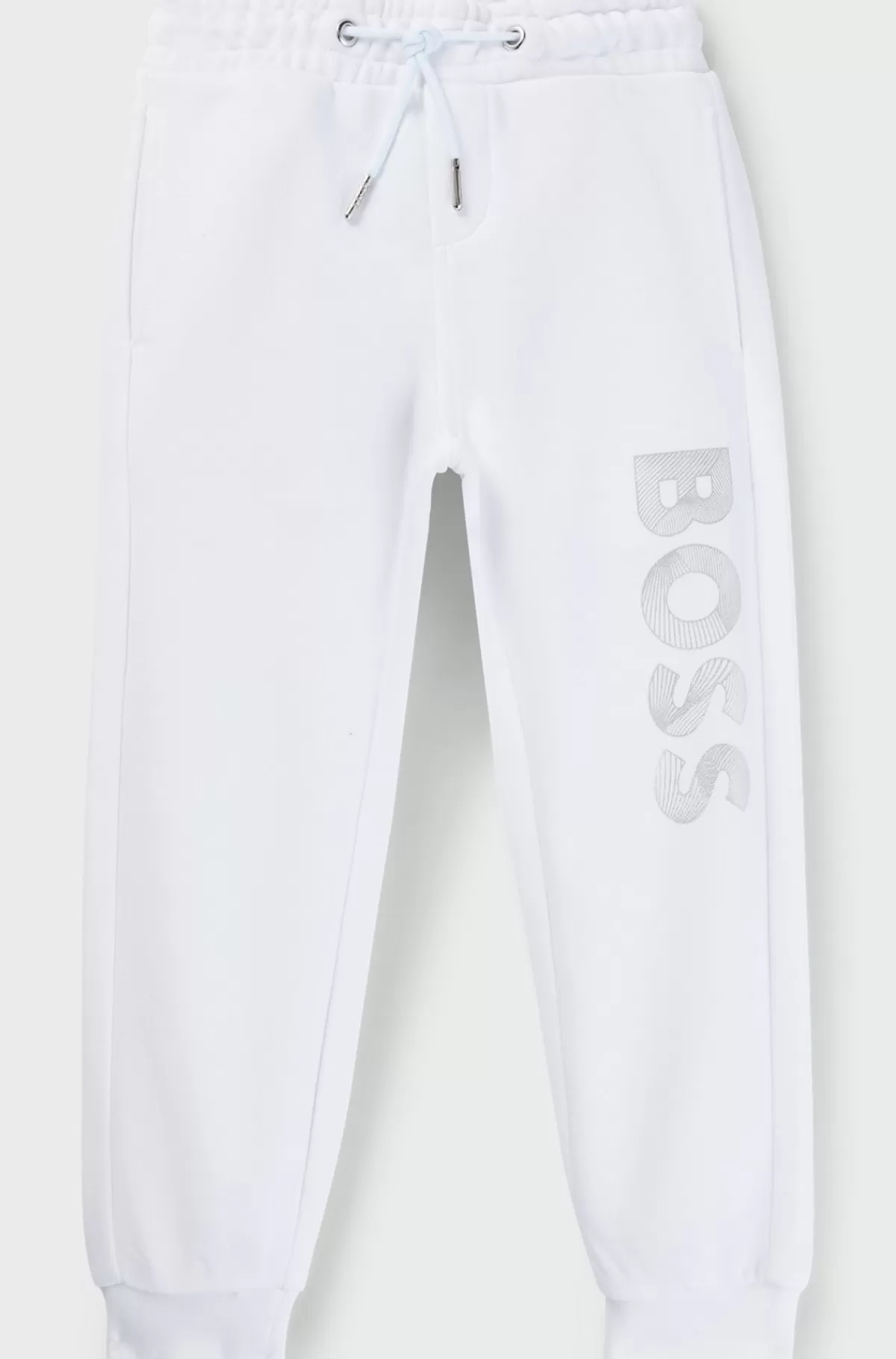 HUGO BOSS Tracksuit-bukser Til Børn Med Stram Kant Og Logoprint Hvid Fashion