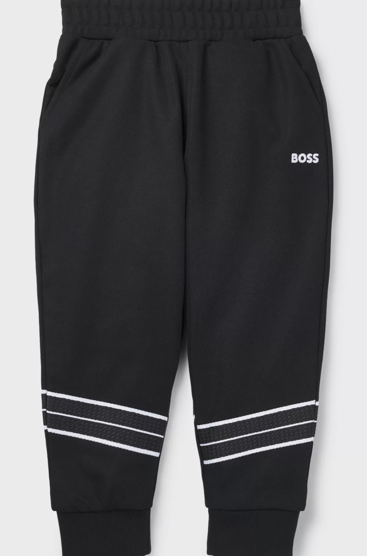 HUGO BOSS Tracksuit-bukser Til Børn Med Tapered Fit Og Sildebensmønster Sort Best Sale