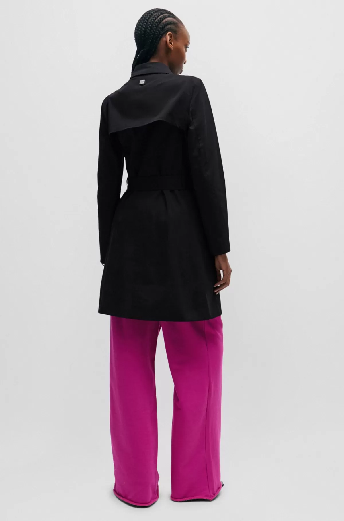 HUGO BOSS Trenchcoat Med Bælte I Bomuld Med Stræk Sort Shop