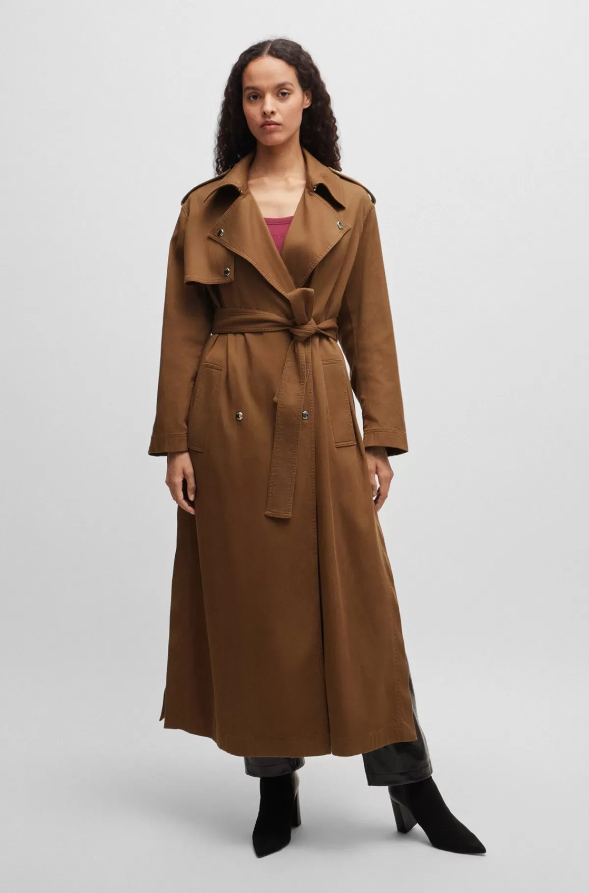 HUGO BOSS Trenchcoat Med Detaljer I Metal Brun Store