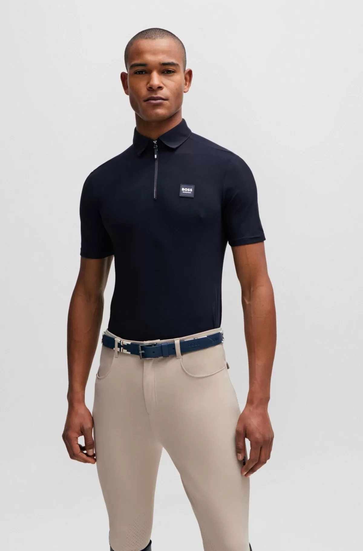 HUGO BOSS Træningsskjorte Til Hestesport Med Karakteristisk Logomærke Mørkeblå Best Sale