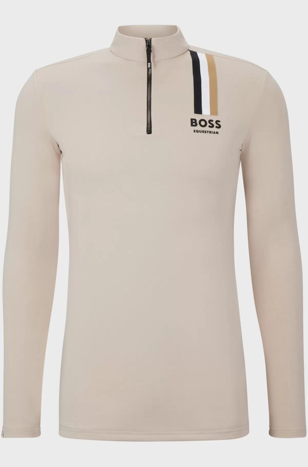 HUGO BOSS Træningsskjorte Til Hestesport Med Signaturstribe Og Logo Beige Flash Sale