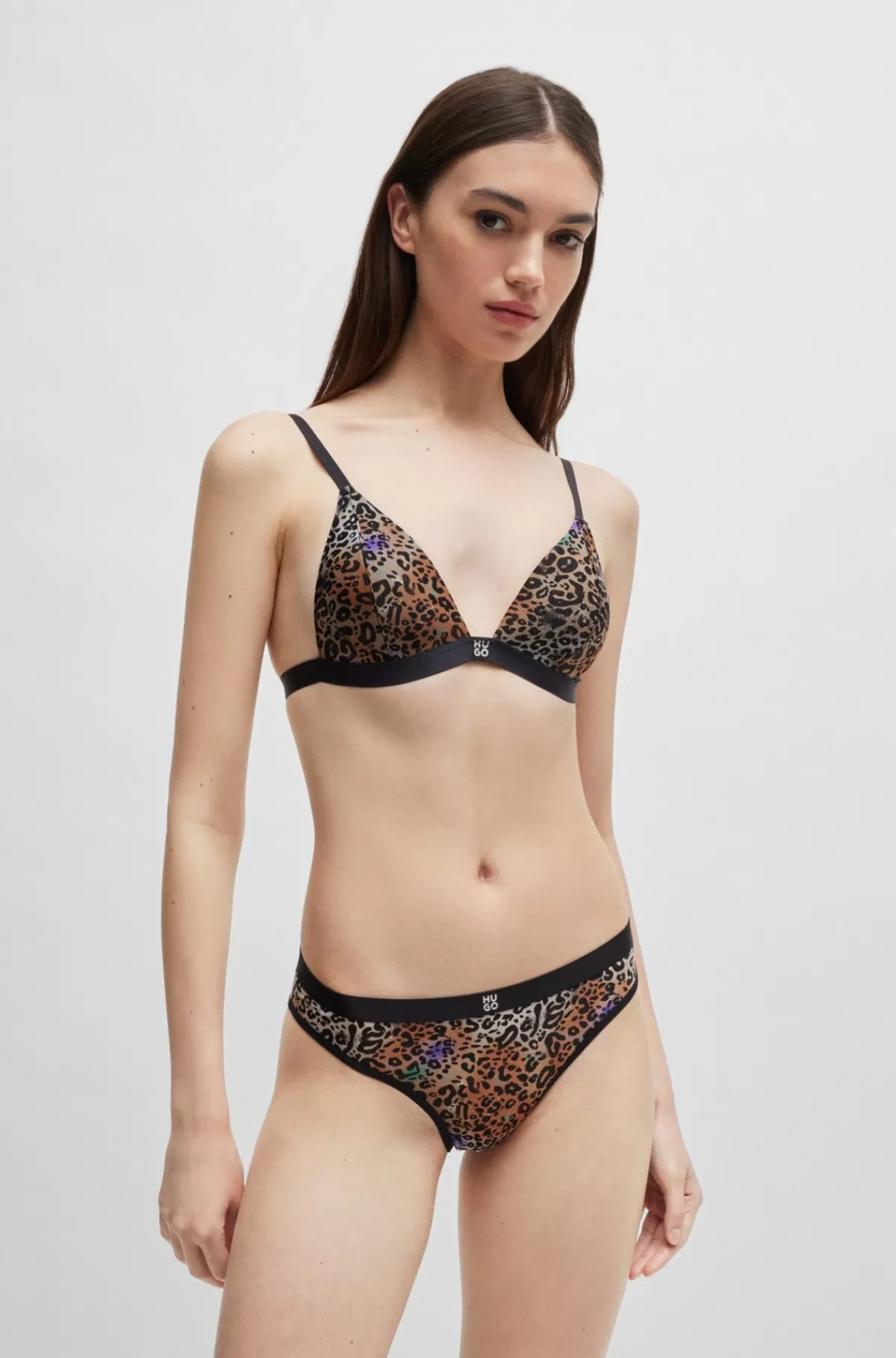 HUGO BOSS Trusser Med Leopardprint Og Logolinning Mønstret Hot