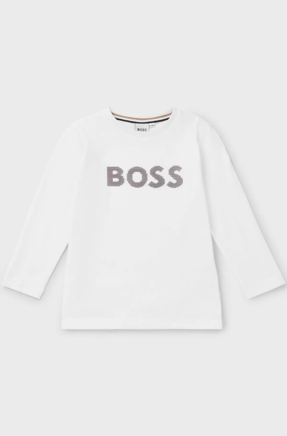 HUGO BOSS T-shirt Af Bomuld Med Lange ærmer Og Prikket Silikonelogo Hvid Sale