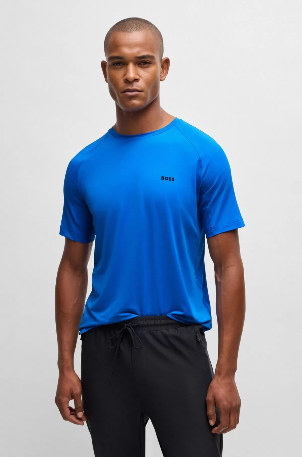 HUGO BOSS T-shirt I Blandede Materialer Med Performance-stræk Blå Shop