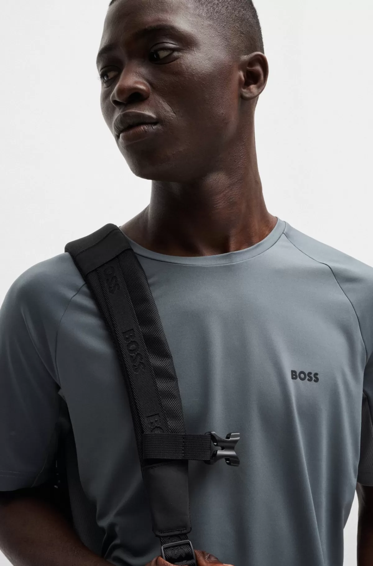 HUGO BOSS T-shirt I Blandede Materialer Med Performance-stræk Grå Best