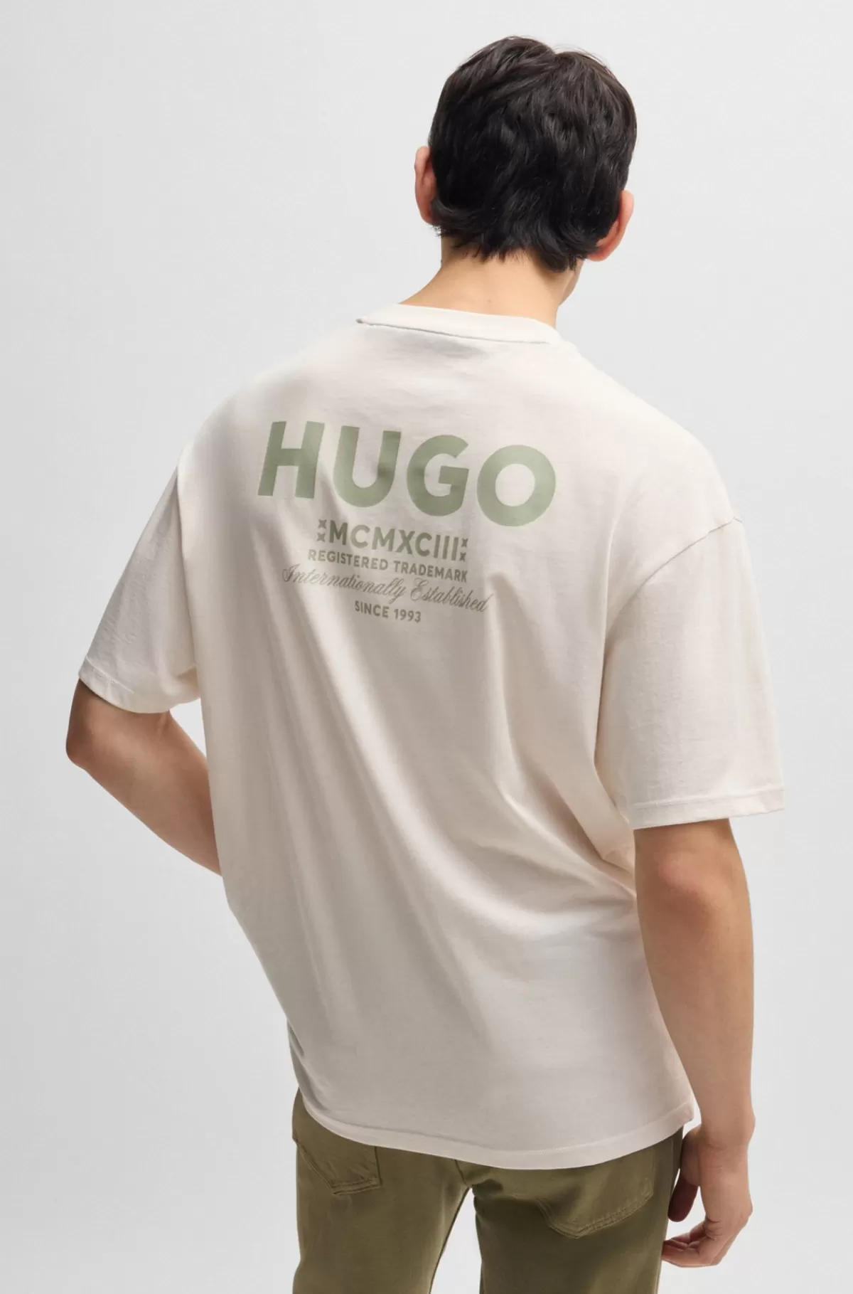 HUGO BOSS T-shirt I Bomuldsjersey Med Den Nye Sæsons Logografik Naturlig Hot