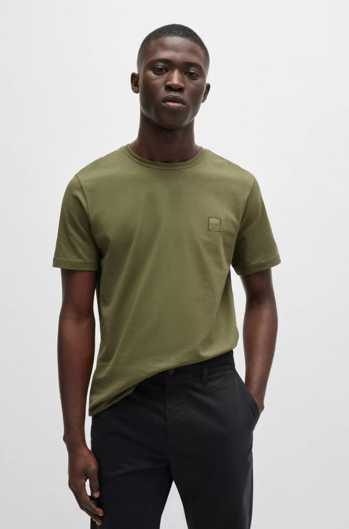 HUGO BOSS T-shirt I Bomuldsjersey Med Logomærke Grøn Outlet