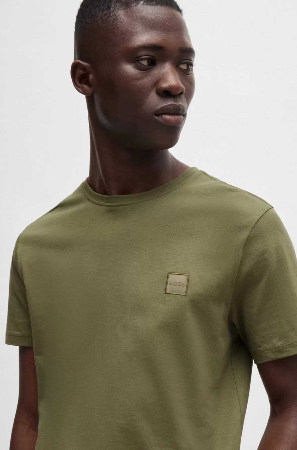 HUGO BOSS T-shirt I Bomuldsjersey Med Logomærke Grøn Outlet