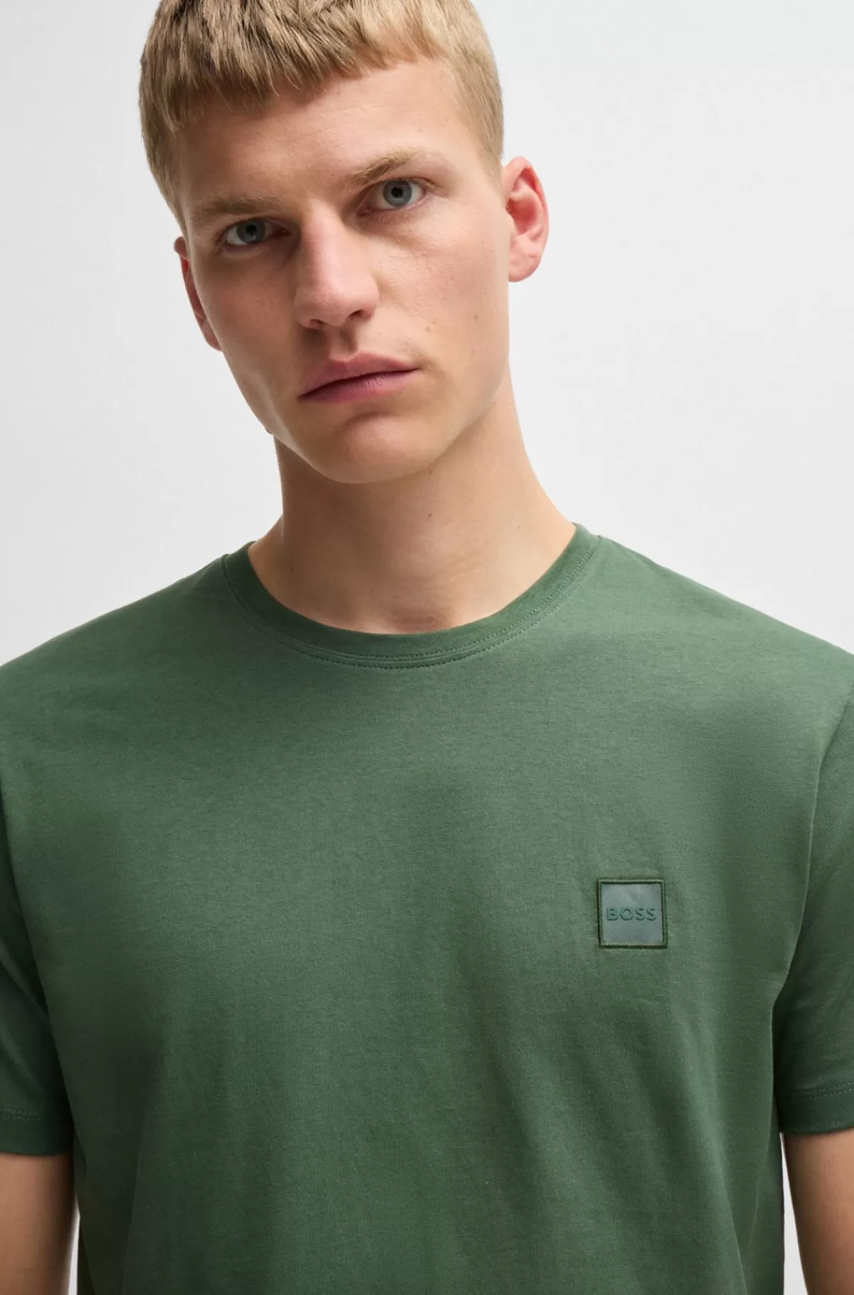 HUGO BOSS T-shirt I Bomuldsjersey Med Logomærke Grøn Outlet