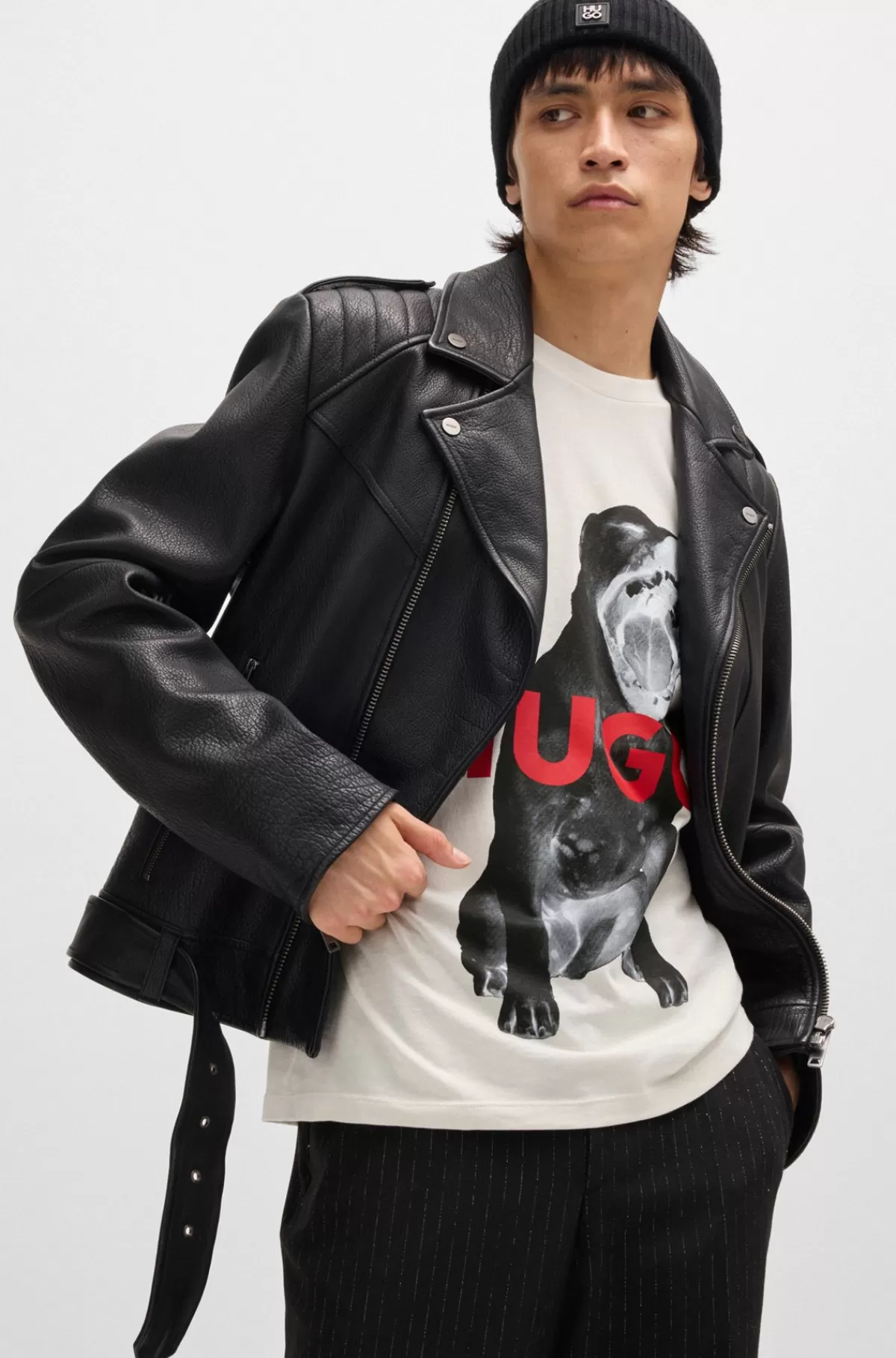 HUGO BOSS T-shirt I Bomuldsjersey Med Regular Fit Og Dyregrafik Naturlig Sale