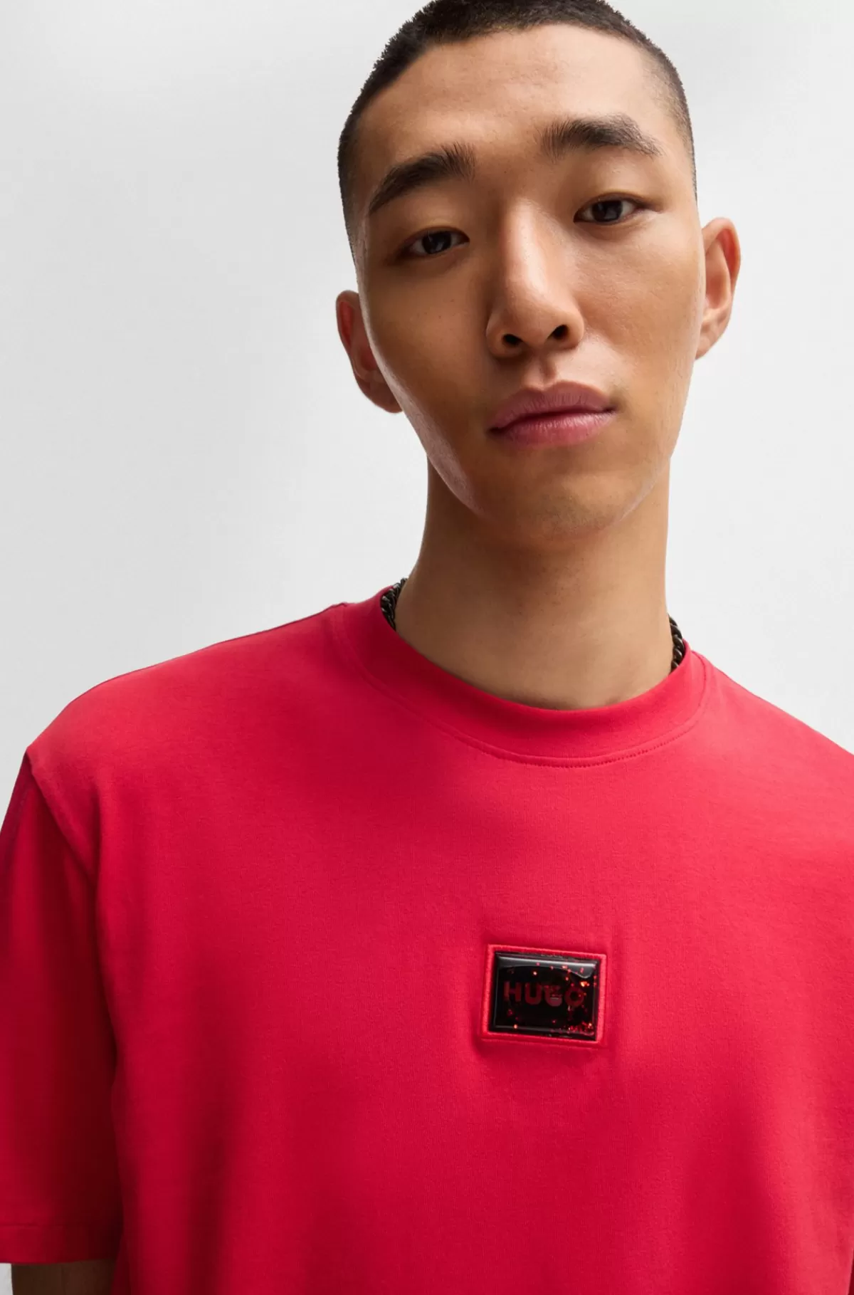 HUGO BOSS T-shirt I Bomuldsjersey Med Relaxed Fit Og Logolap Rød Outlet