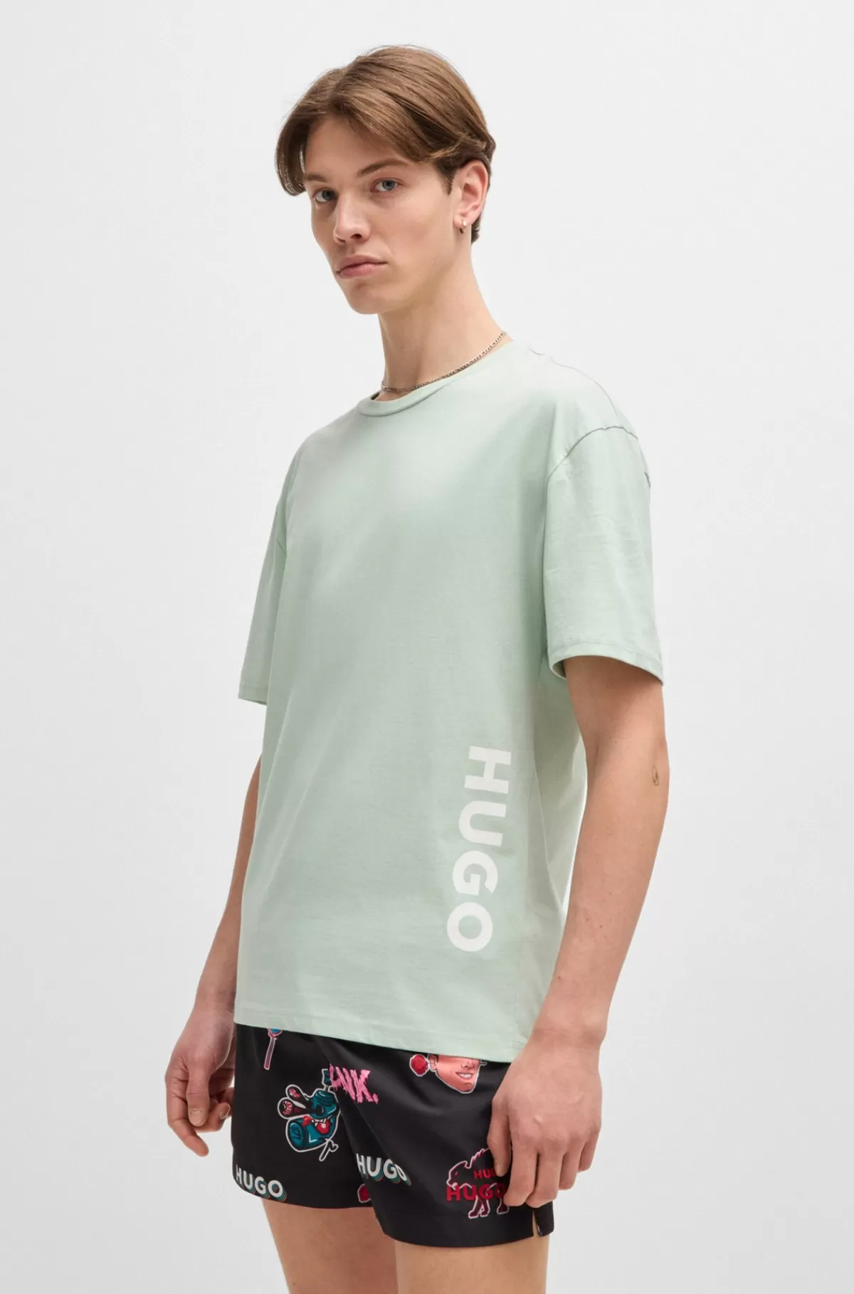 HUGO BOSS T-shirt I Bomuldsjersey Med SPF 50+ UV-beskyttelse Lysegrøn Clearance