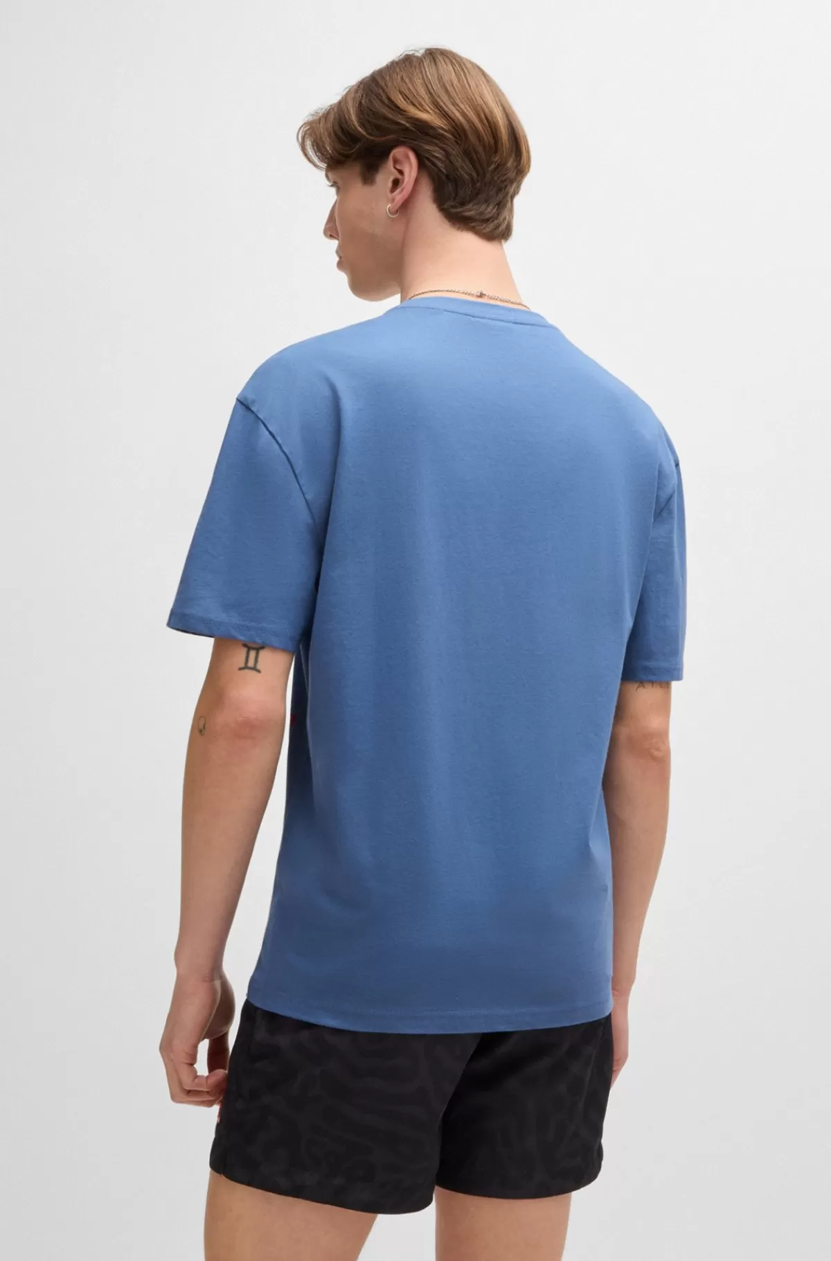 HUGO BOSS T-shirt I Bomuldsjersey Med SPF 50+ UV-beskyttelse Blå Clearance