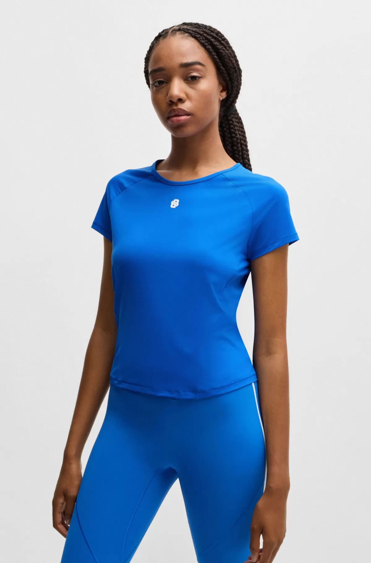 HUGO BOSS T-shirt I Jersey Med Stræk Og Dobbelt B-monogram Blå Discount