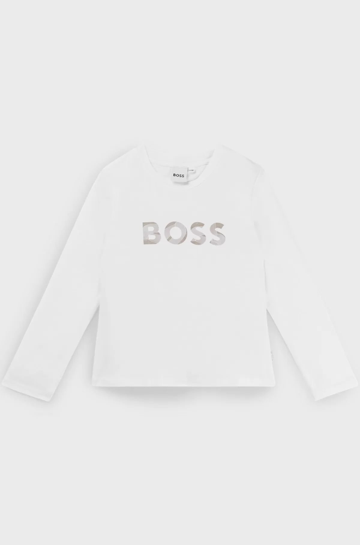 HUGO BOSS T-shirt Med Lange ærmer Til Børn Med Signaturstribede Detaljer Hvid Shop