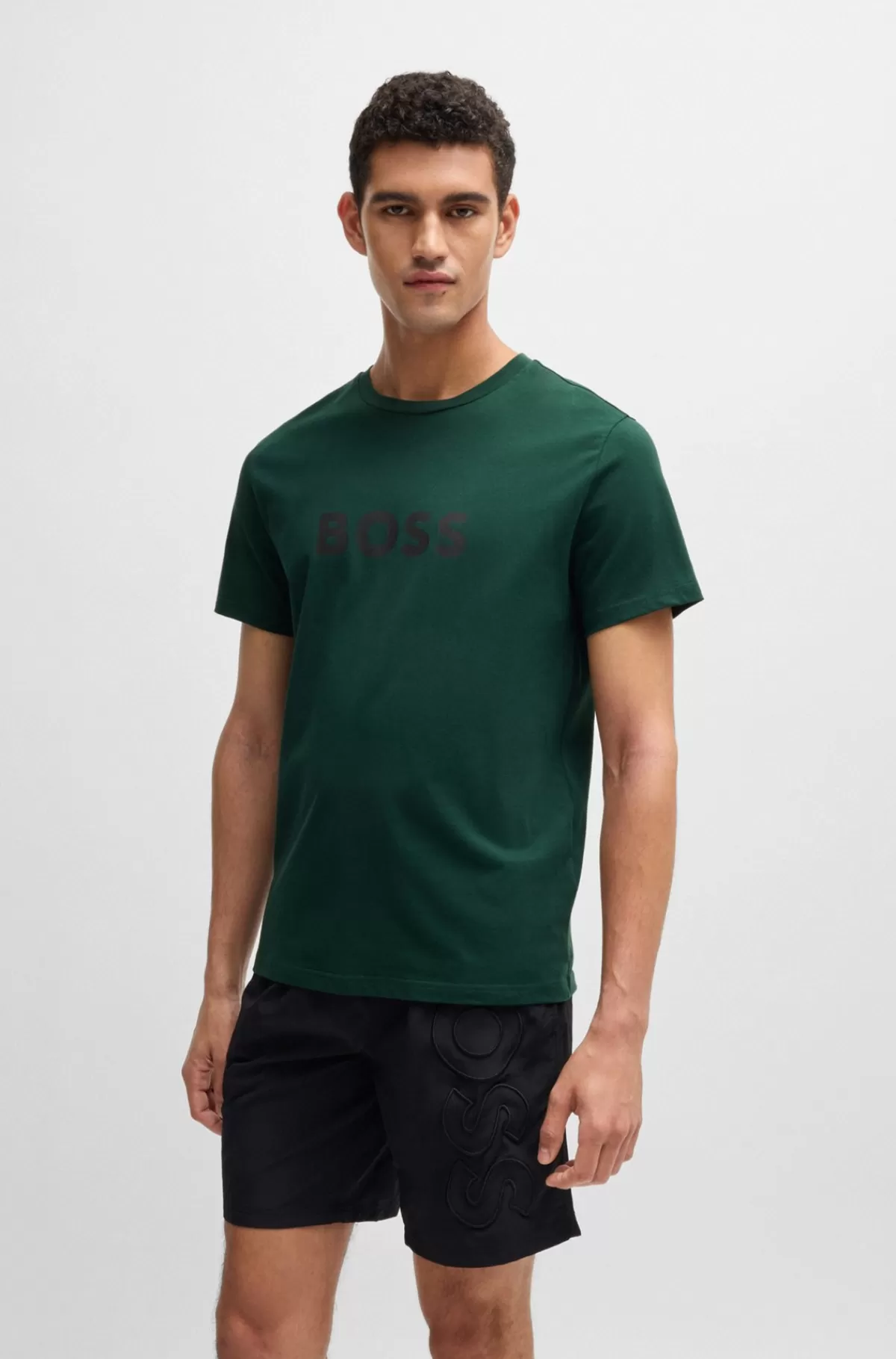 HUGO BOSS T-shirt Med Regular Fit I Bomuldsjersey Med SPF 50+ Grøn Online
