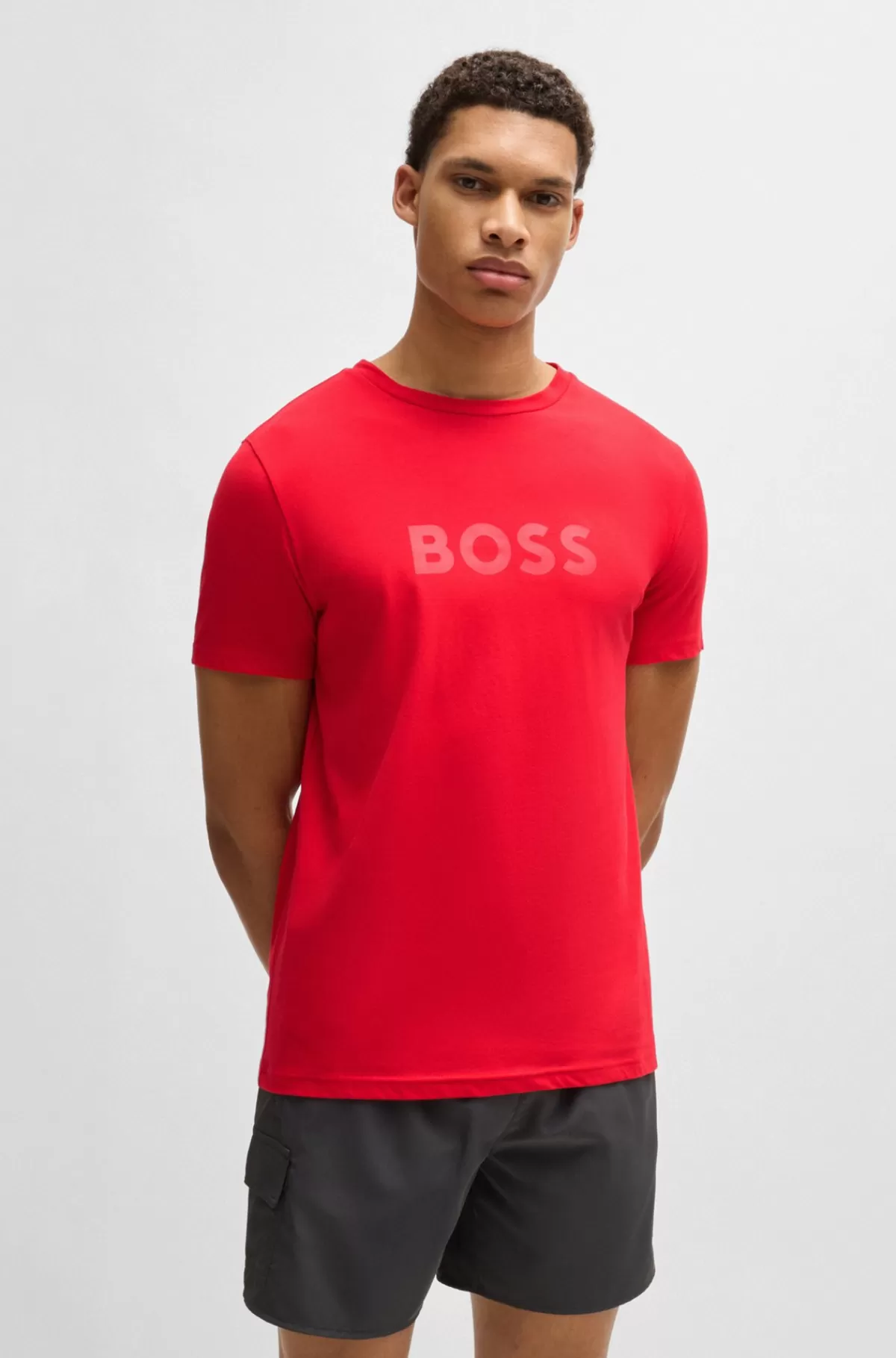 HUGO BOSS T-shirt Med Regular Fit I Bomuldsjersey Med SPF 50+ Rød Hot