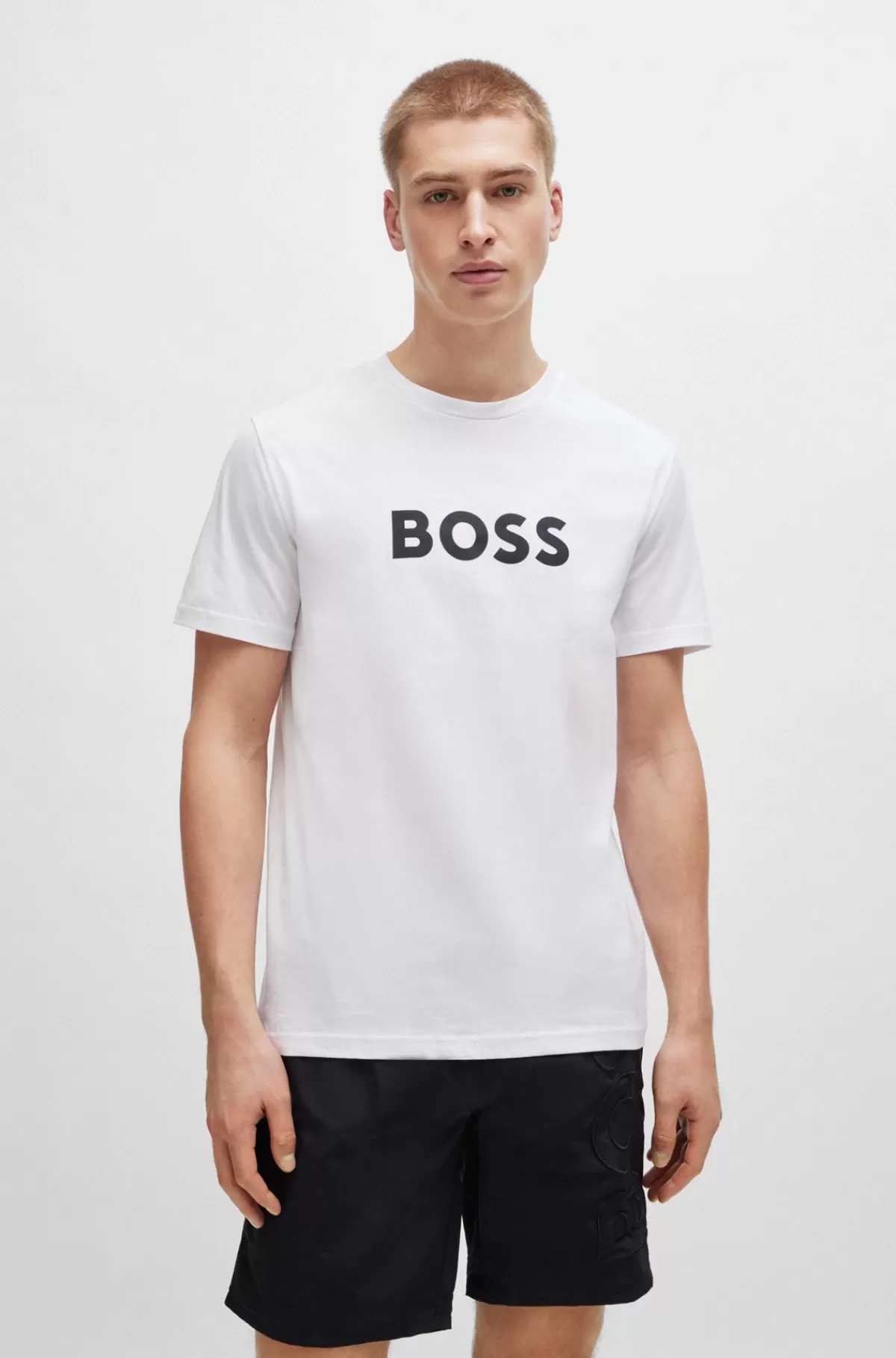 HUGO BOSS T-shirt Med Regular Fit I Bomuldsjersey Med SPF 50+ Hvid Cheap