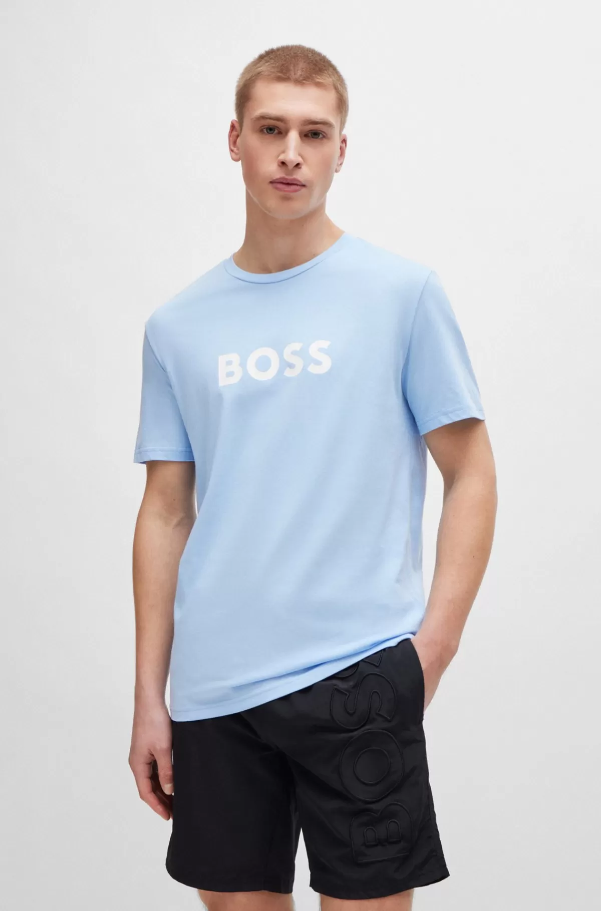 HUGO BOSS T-shirt Med Regular Fit I Bomuldsjersey Med SPF 50+ Lyseblå Sale