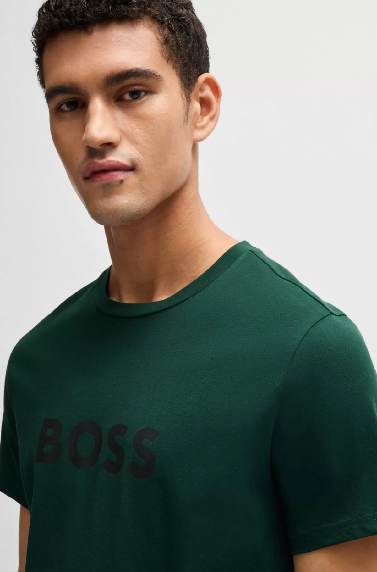 HUGO BOSS T-shirt Med Regular Fit I Bomuldsjersey Med SPF 50+ Grøn Online