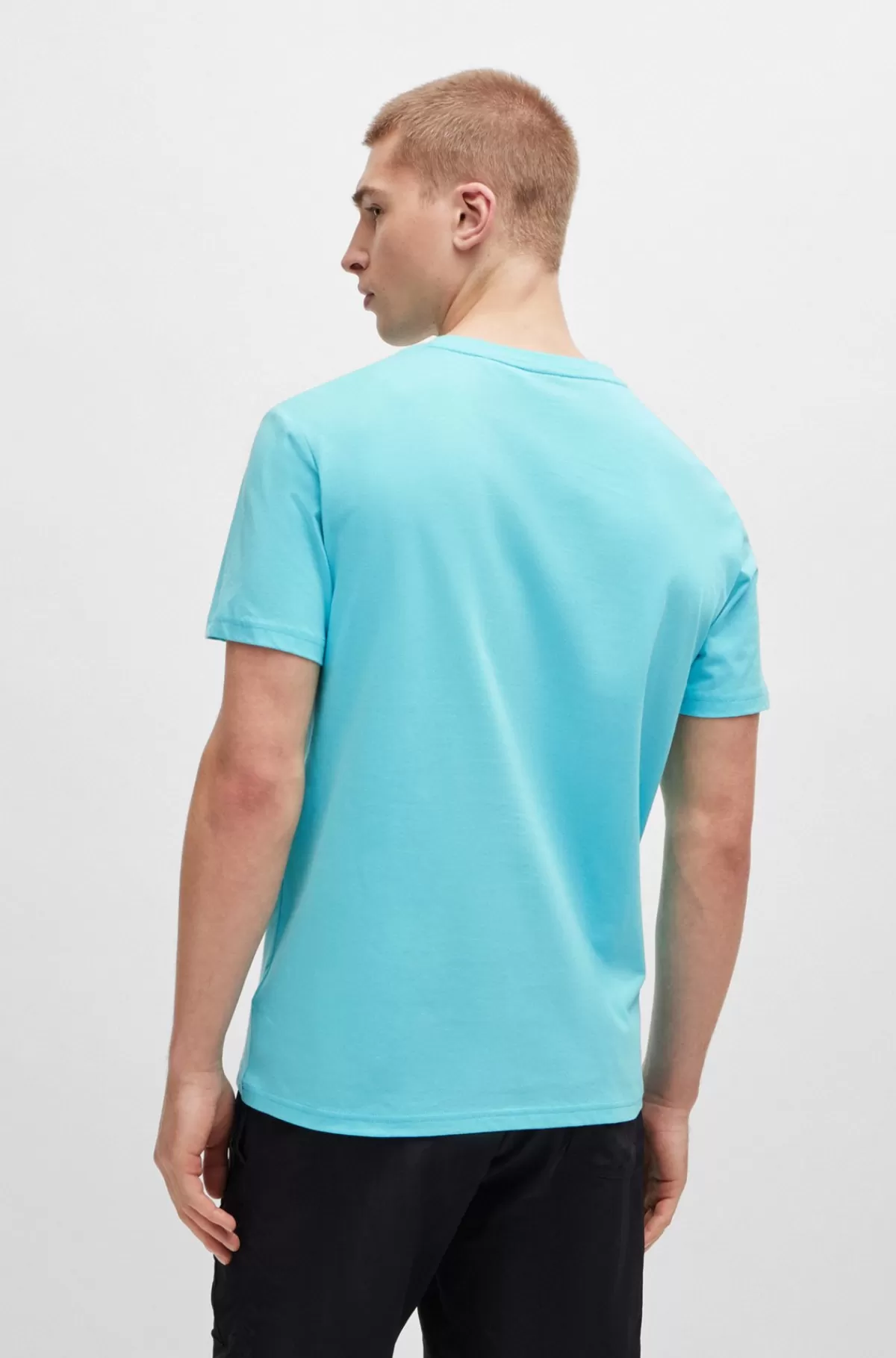 HUGO BOSS T-shirt Med Regular Fit I Bomuldsjersey Med SPF 50+ Turkis Cheap