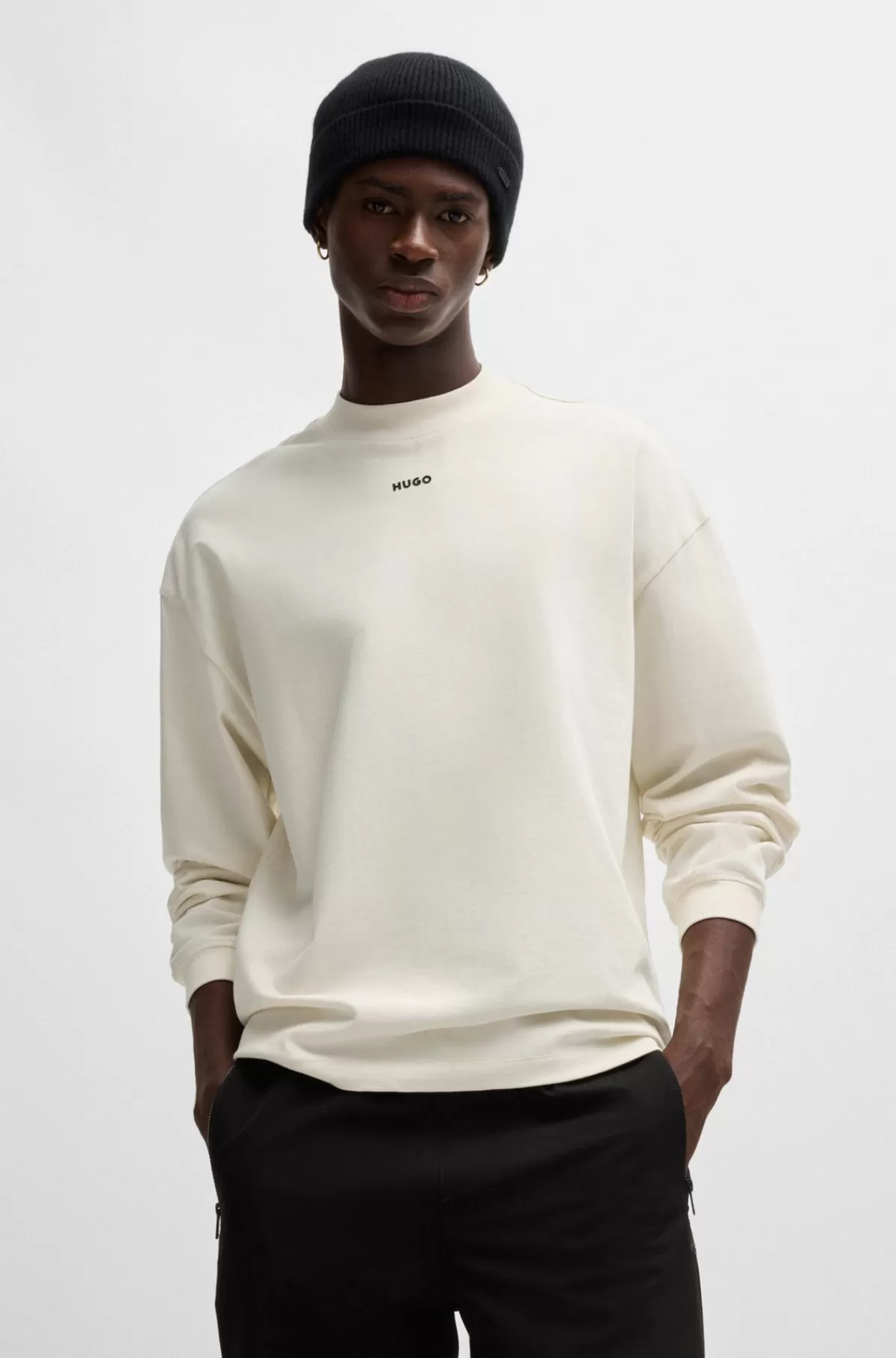 HUGO BOSS T-shirt Med Relaxed Fit I Bomuldsjersey Med Logoprint Naturlig Shop