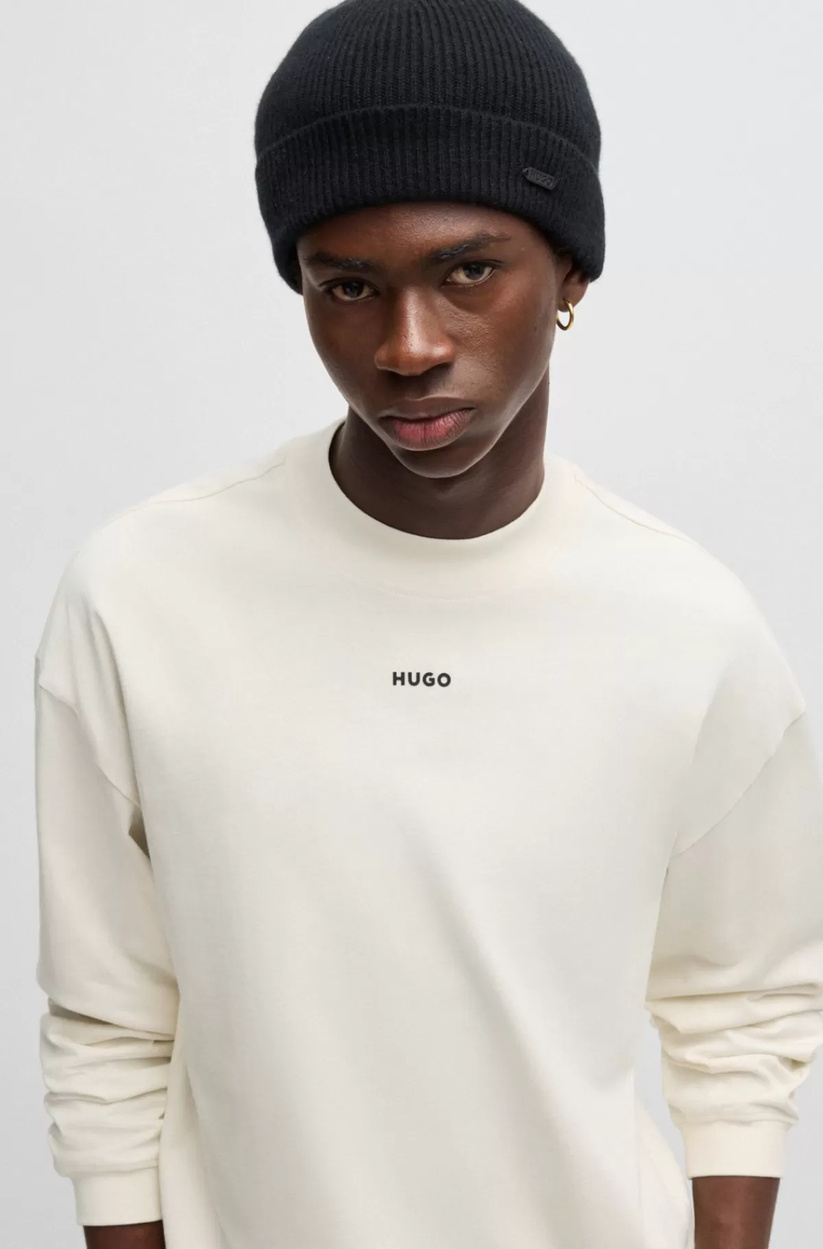 HUGO BOSS T-shirt Med Relaxed Fit I Bomuldsjersey Med Logoprint Naturlig Shop
