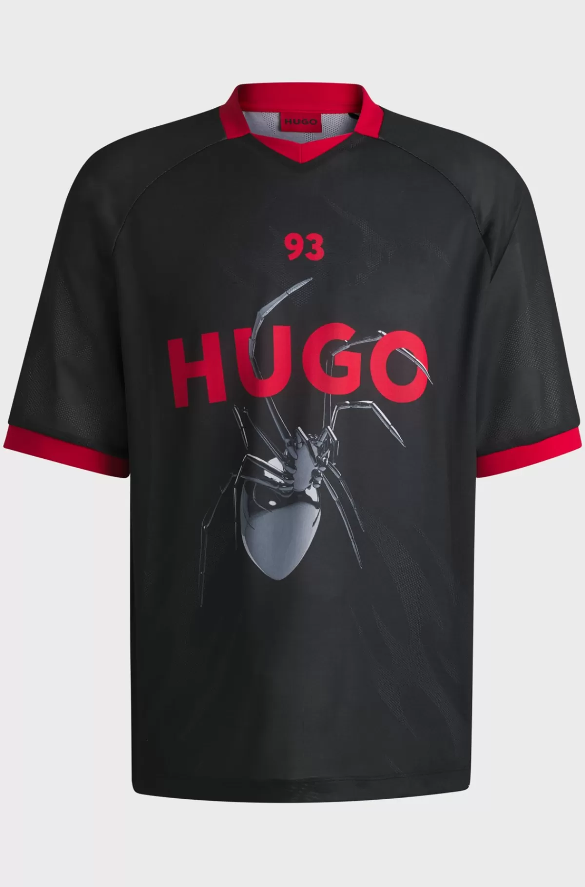 HUGO BOSS T-shirt Med Relaxed Fit I Sporty Mesh Med Sæsonbetonet Print Sort Shop