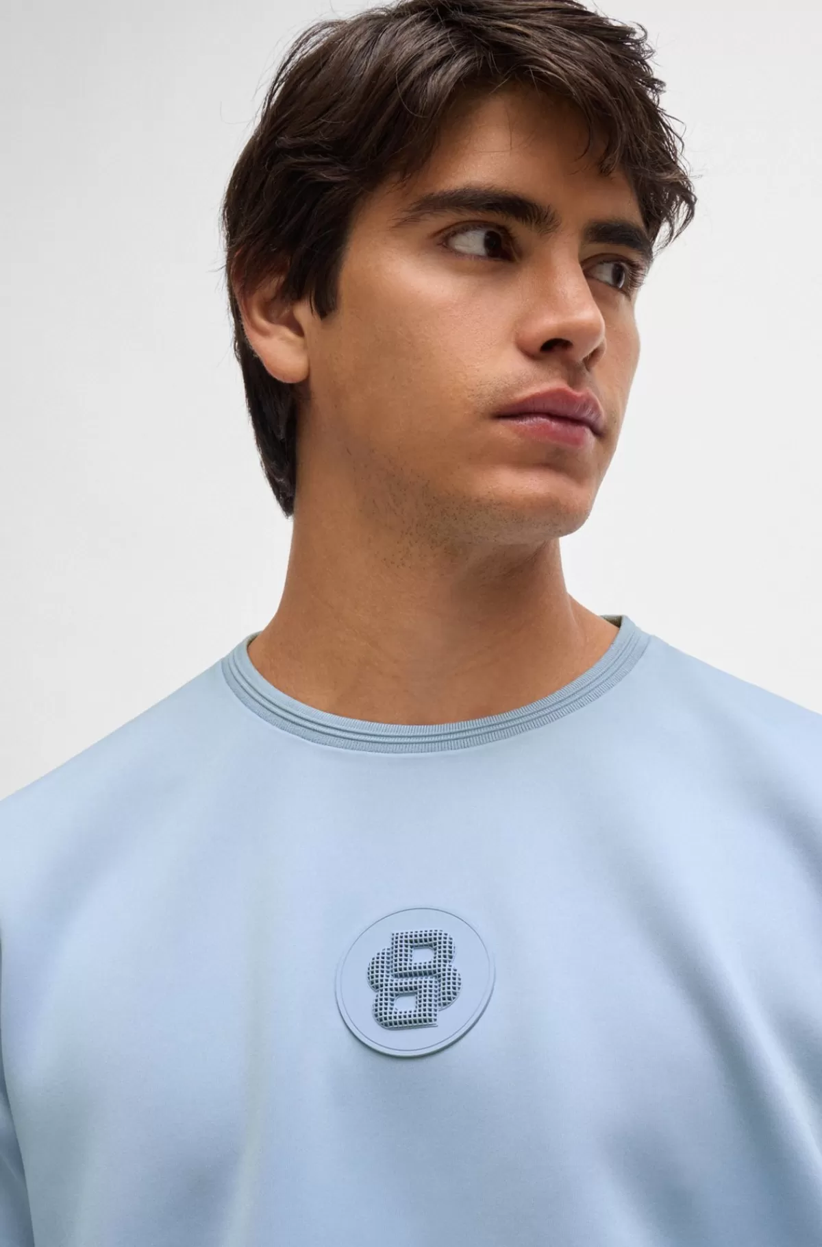 HUGO BOSS T-shirt Med Relaxed Fit Og Badge Med Dobbeltmonogram Lyseblå Best