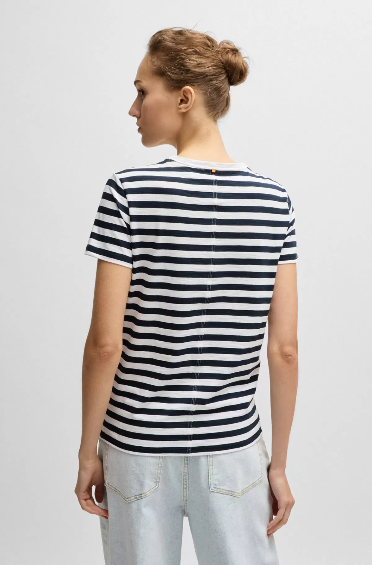 HUGO BOSS T-shirt Med Striber I Slubbomuld Blå mønstret Hot