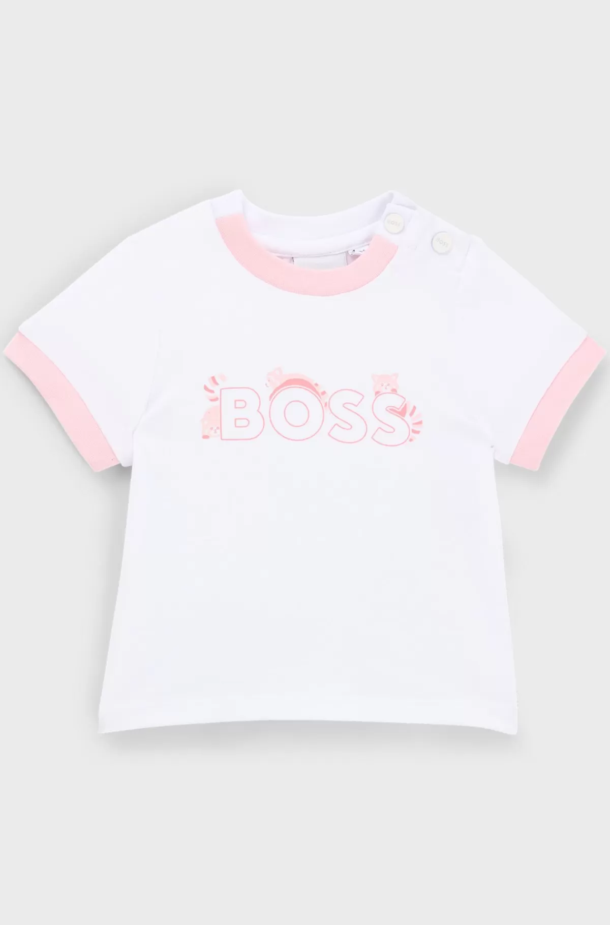 HUGO BOSS T-shirt Til Babyer I Bomuld Med Stræk Og Pandamotiv Hvid Best Sale