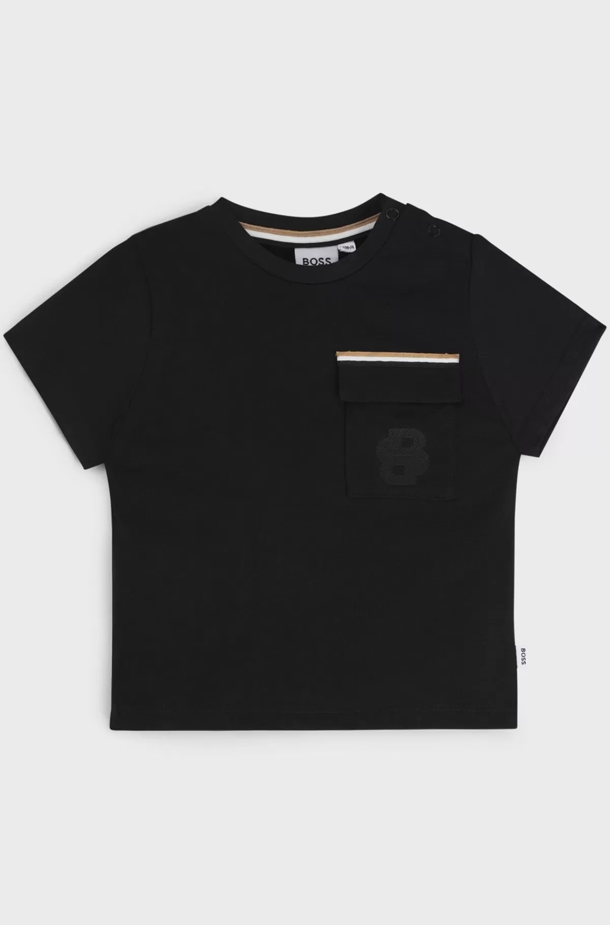 HUGO BOSS T-shirt Til Børn I Bomuld Med Broderet Dobbelt B-monogram Sort Discount