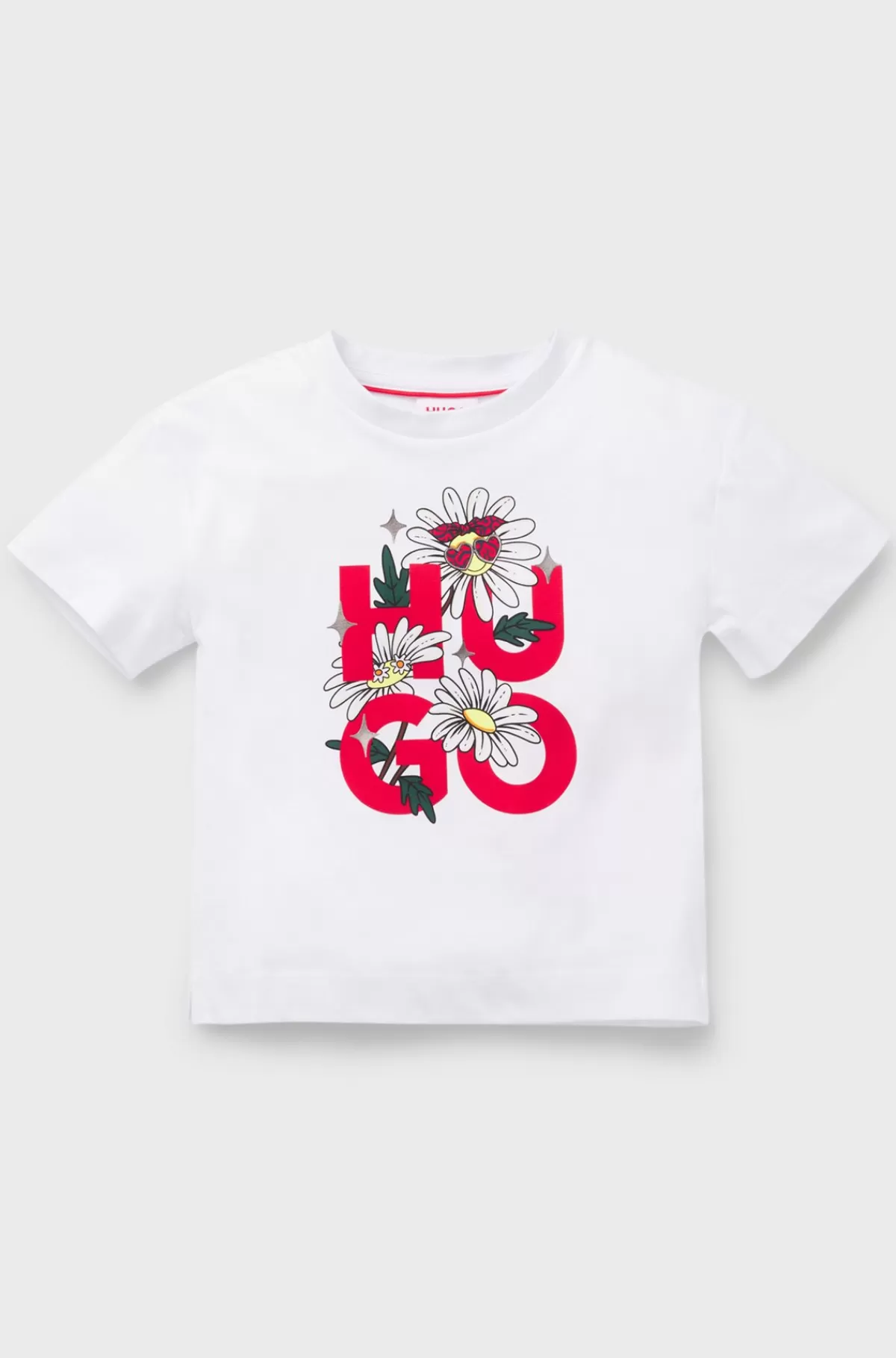 HUGO BOSS T-shirt Til Børn I Bomuld Med Stablet Logoprint Hvid Online
