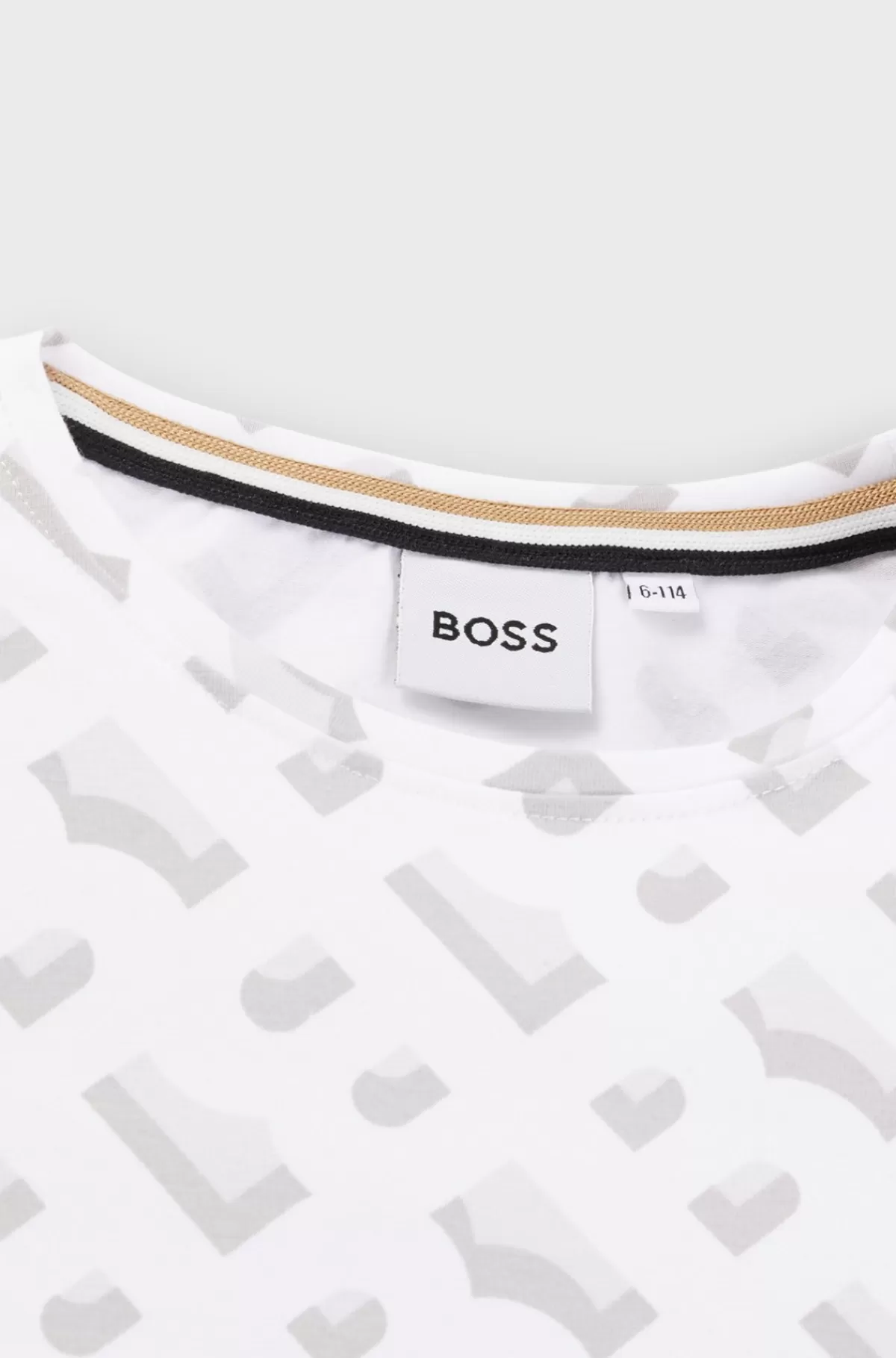 HUGO BOSS T-shirt Til Børn I Bomuld Med Stræk Og Monogrammønster Hvid Clearance