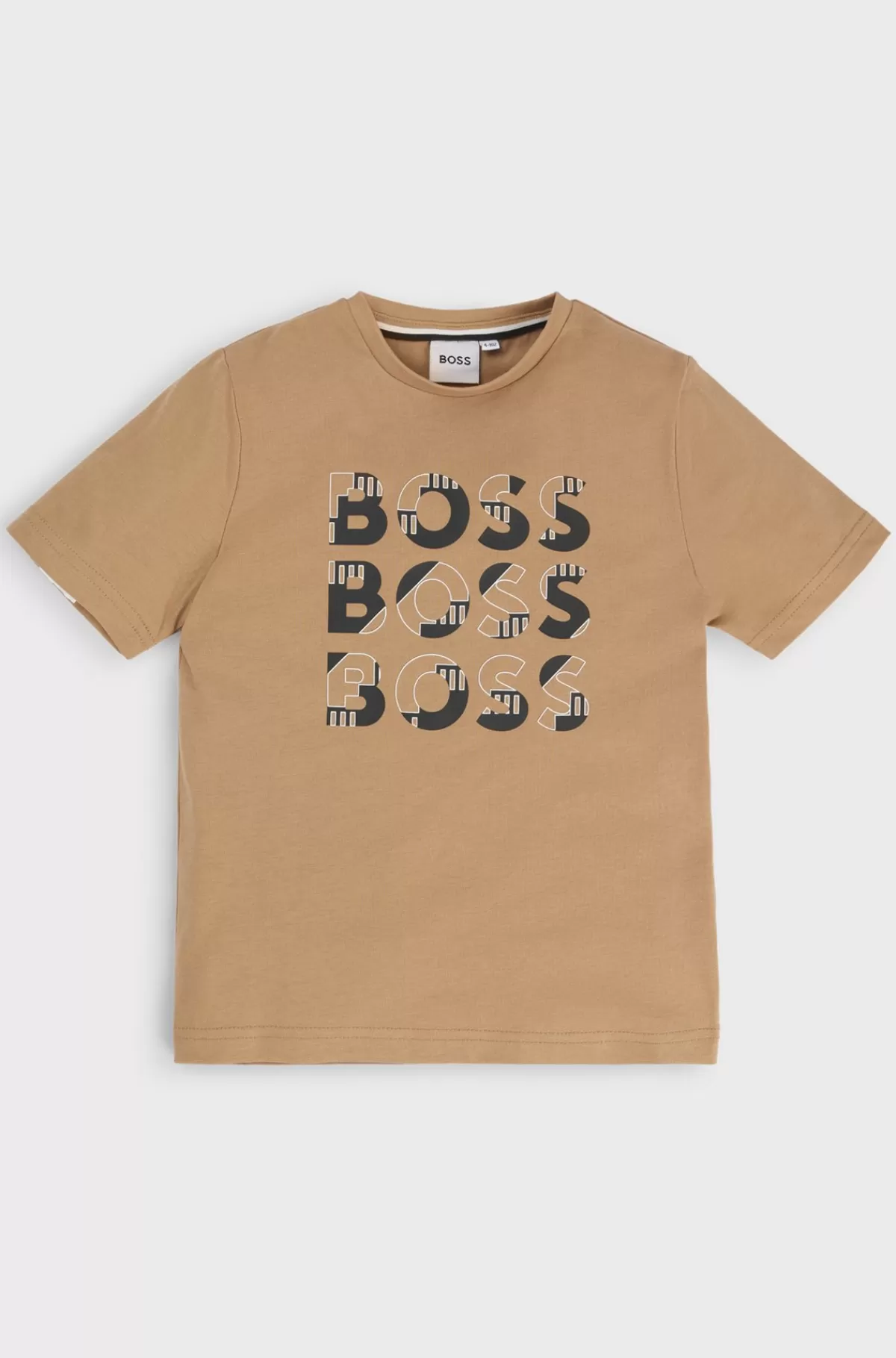HUGO BOSS T-shirt Til Børn I Bomuld Med Tre Gange Logoprint Brun Cheap