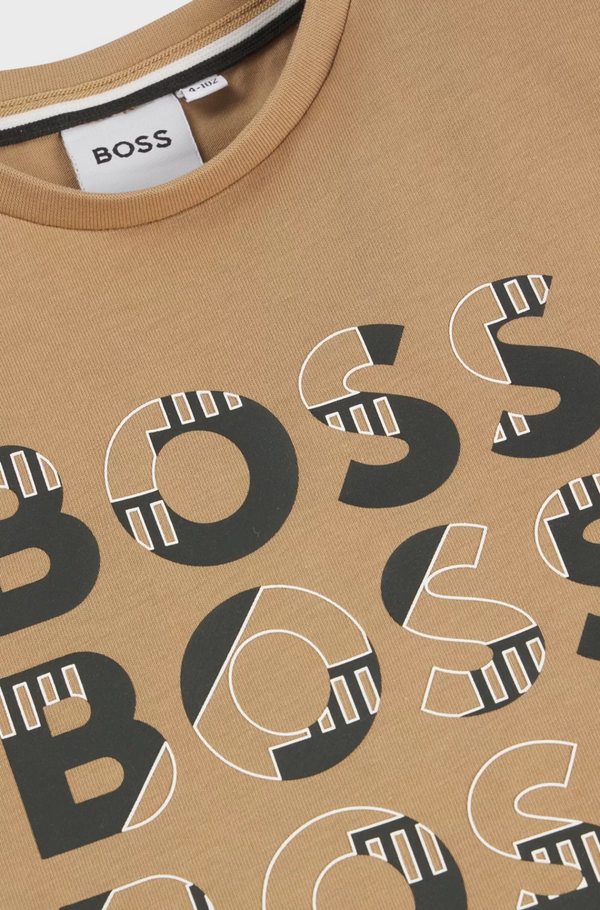 HUGO BOSS T-shirt Til Børn I Bomuld Med Tre Gange Logoprint Brun Cheap