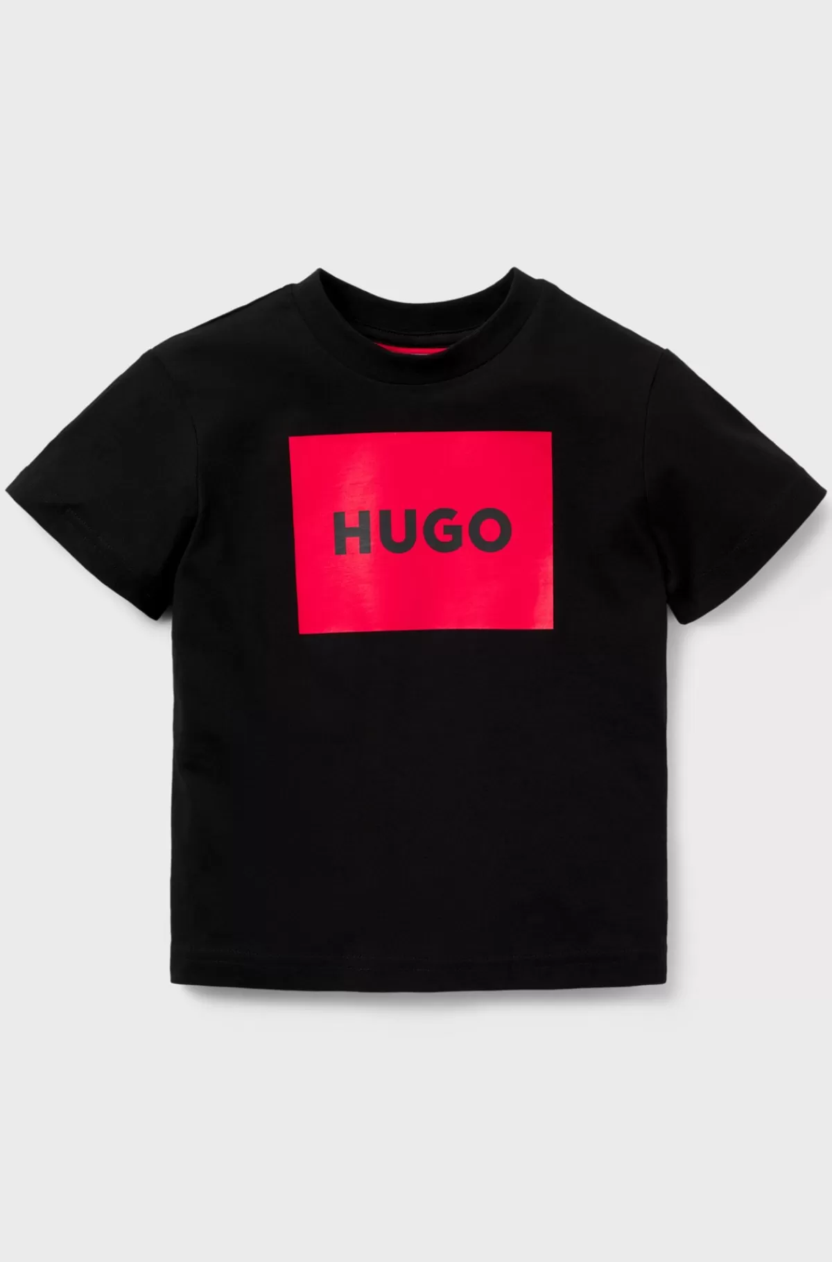 HUGO BOSS T-shirt Til Børn I Bomuldsjersey Med Firkantet Logoprint Sort Clearance