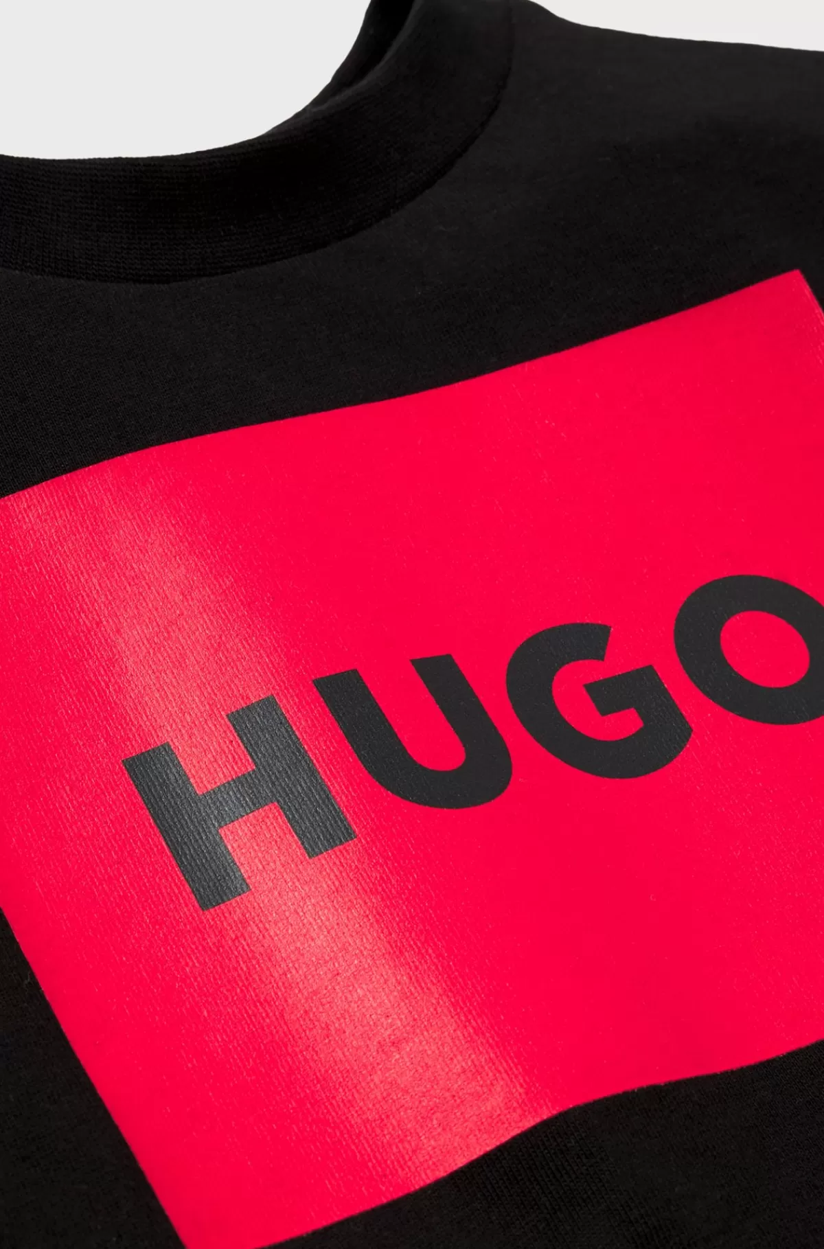 HUGO BOSS T-shirt Til Børn I Bomuldsjersey Med Firkantet Logoprint Sort Clearance