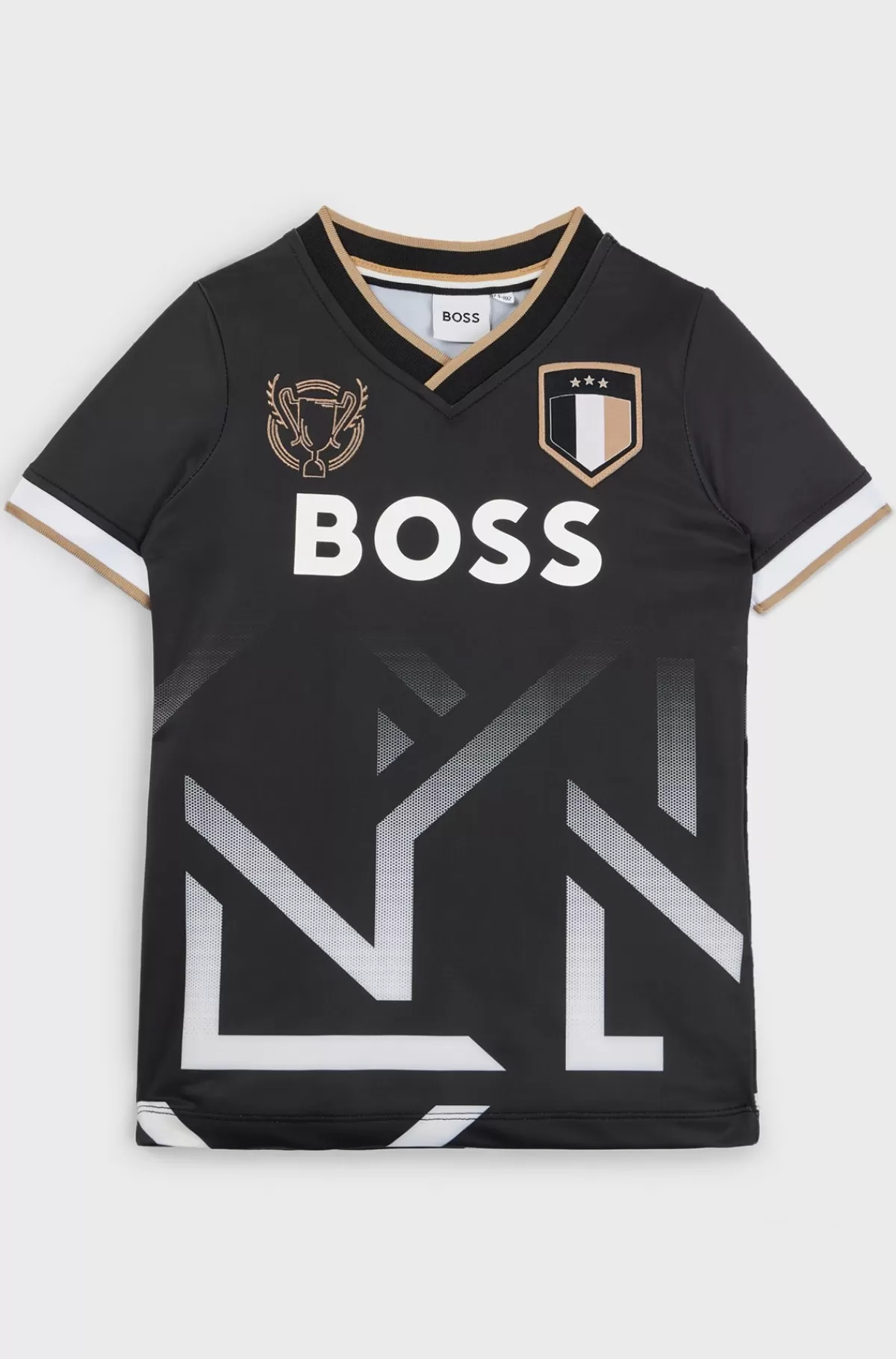 HUGO BOSS T-shirt Til Børn Med V-hals Og Gradueret Motiv Sort Sale