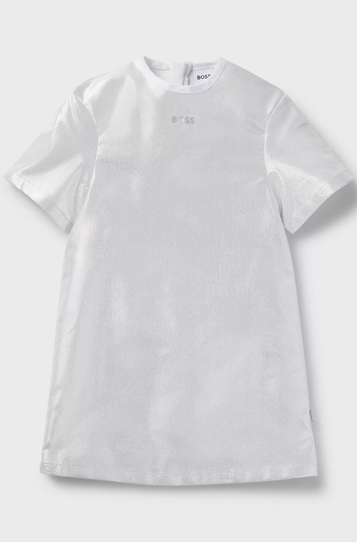 HUGO BOSS T-shirtkjole Til Børn Med Metallisk Effekt Og Logoprint Sølv Online