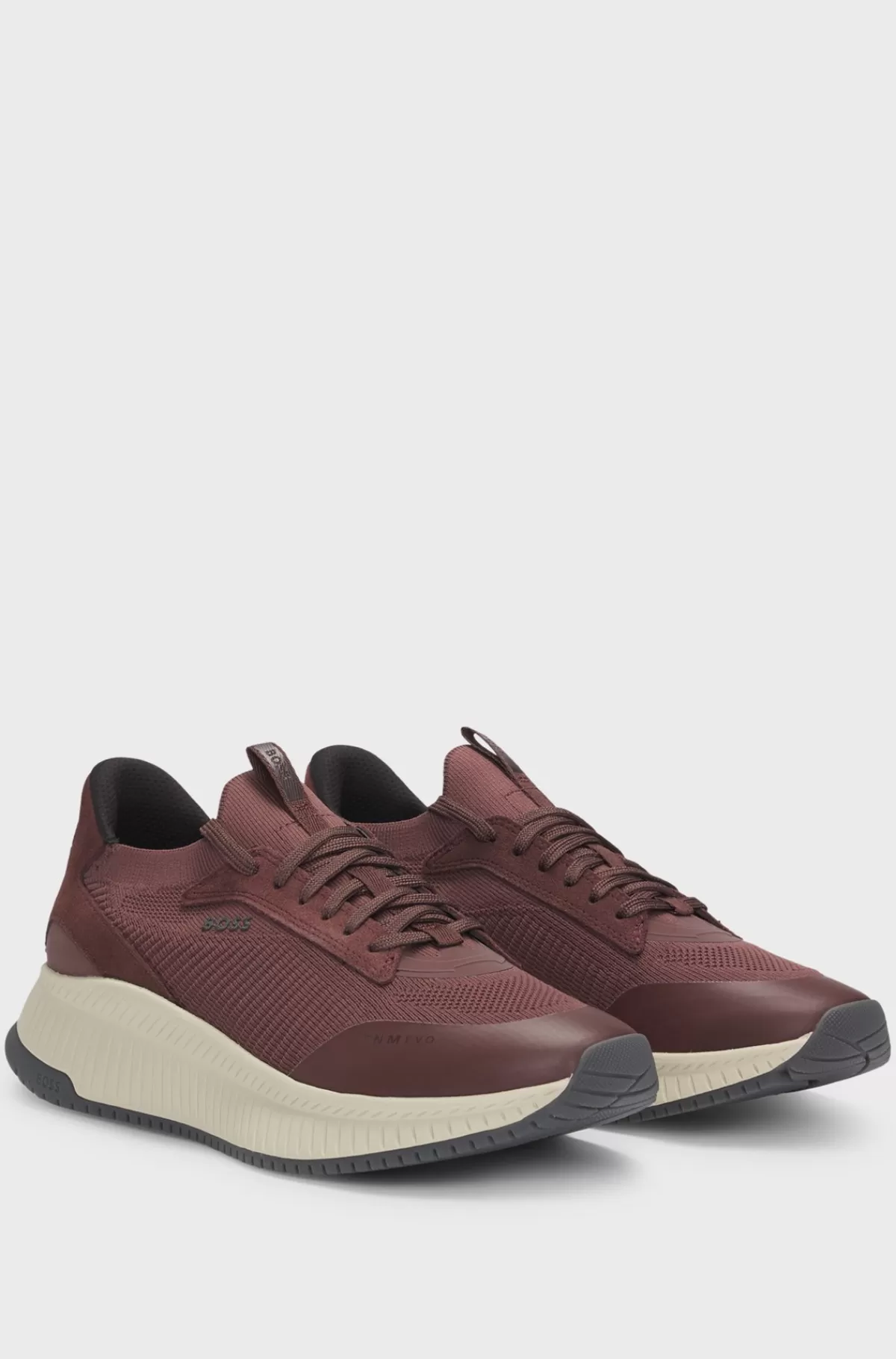HUGO BOSS TTNM EVO-sneakers Med Strikket Overdel Mørkerød Discount