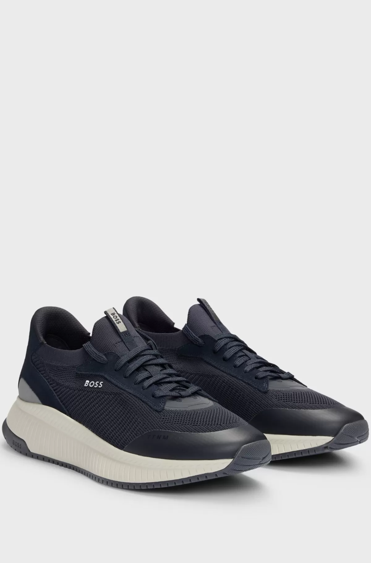 HUGO BOSS TTNM EVO-sneakers Med Strikket Overdel Mørkeblå Sale