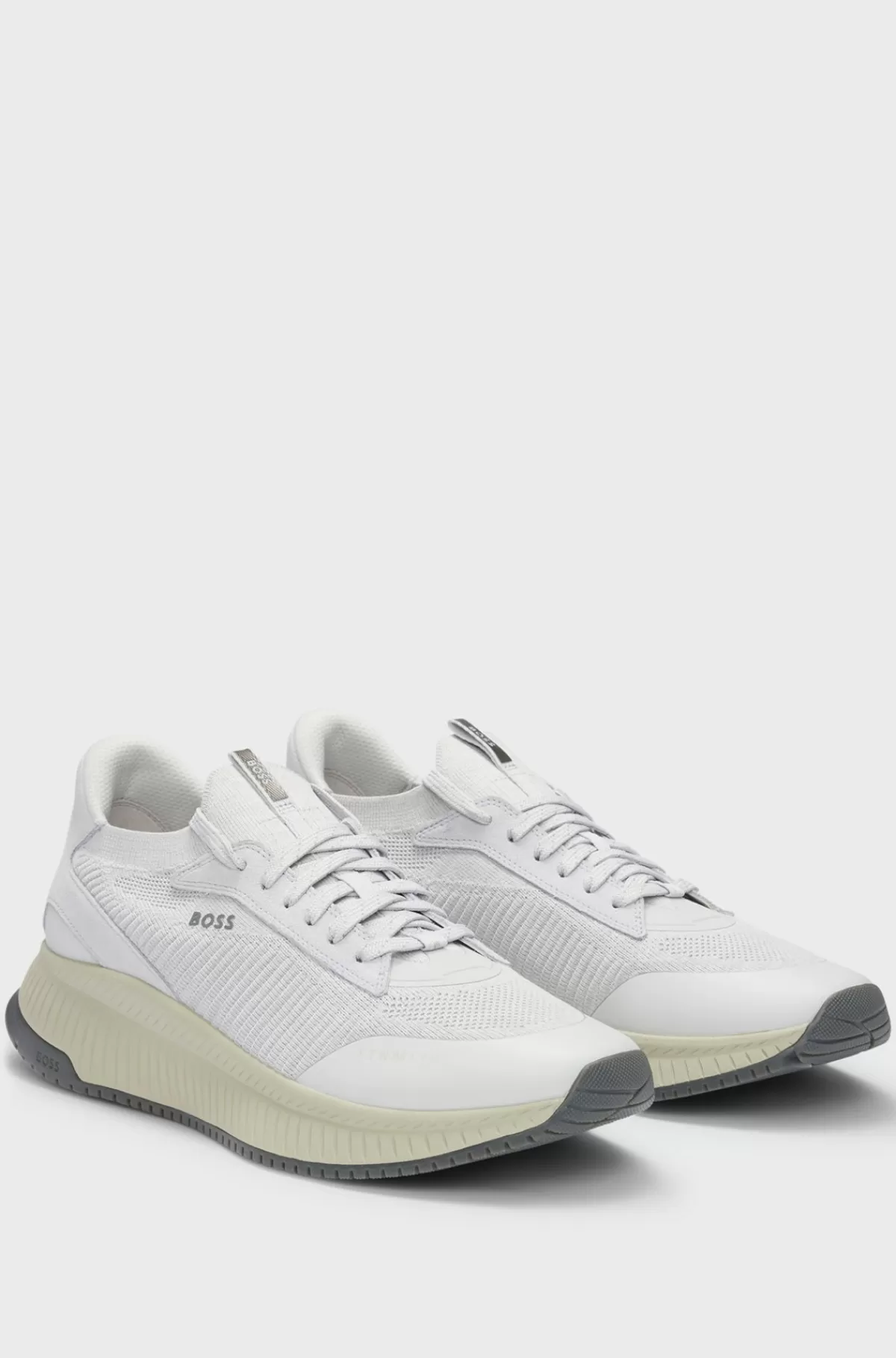 HUGO BOSS TTNM EVO-sneakers Med Strikket Overdel Lysegrå Hot