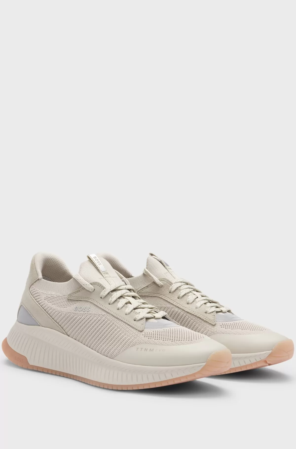 HUGO BOSS TTNM EVO-sneakers Med Strikket Overdel Lys beige Cheap
